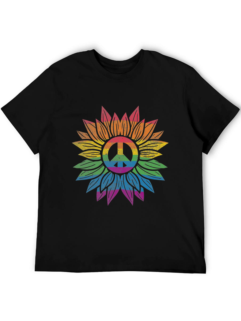 Rainbow Peace Sign Sunflower Graphic Tee