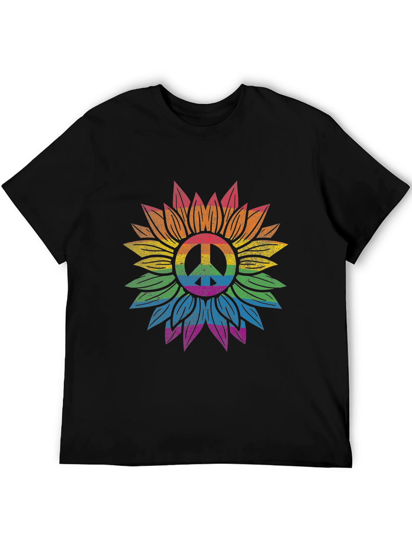 Rainbow Peace Sign Sunflower Graphic Tee