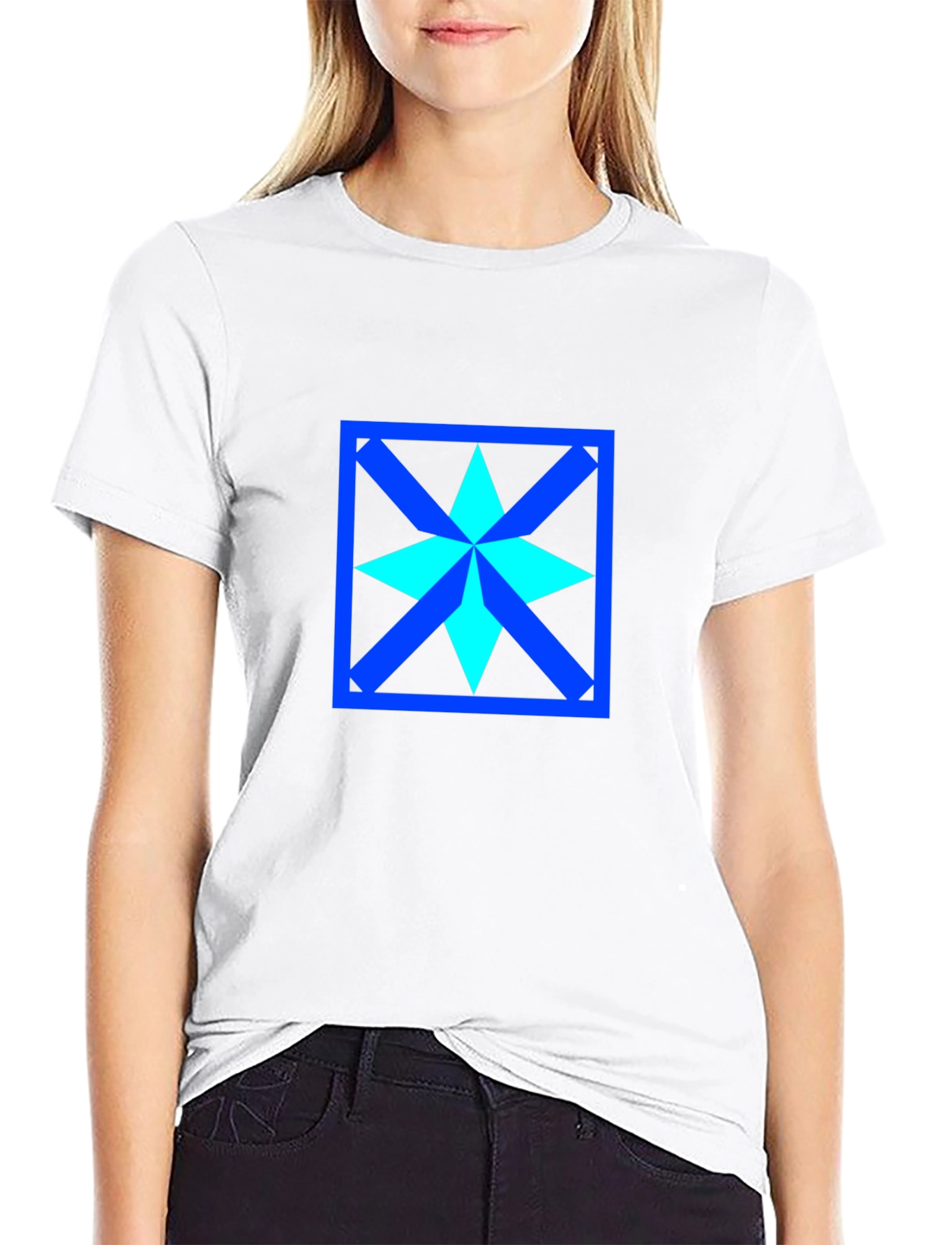 Geometric Star Design Black T-Shirt