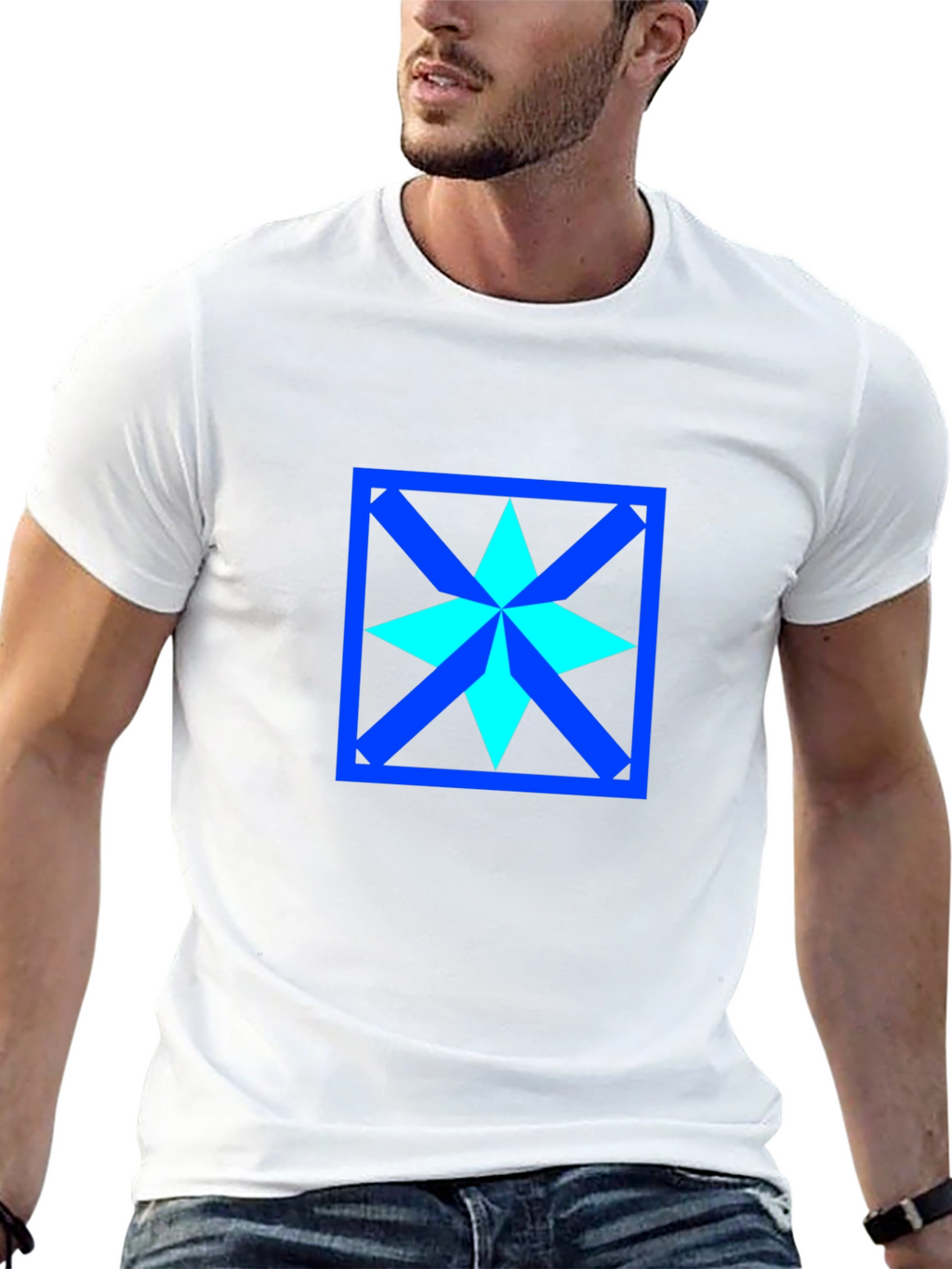 Geometric Star Design Black T-Shirt