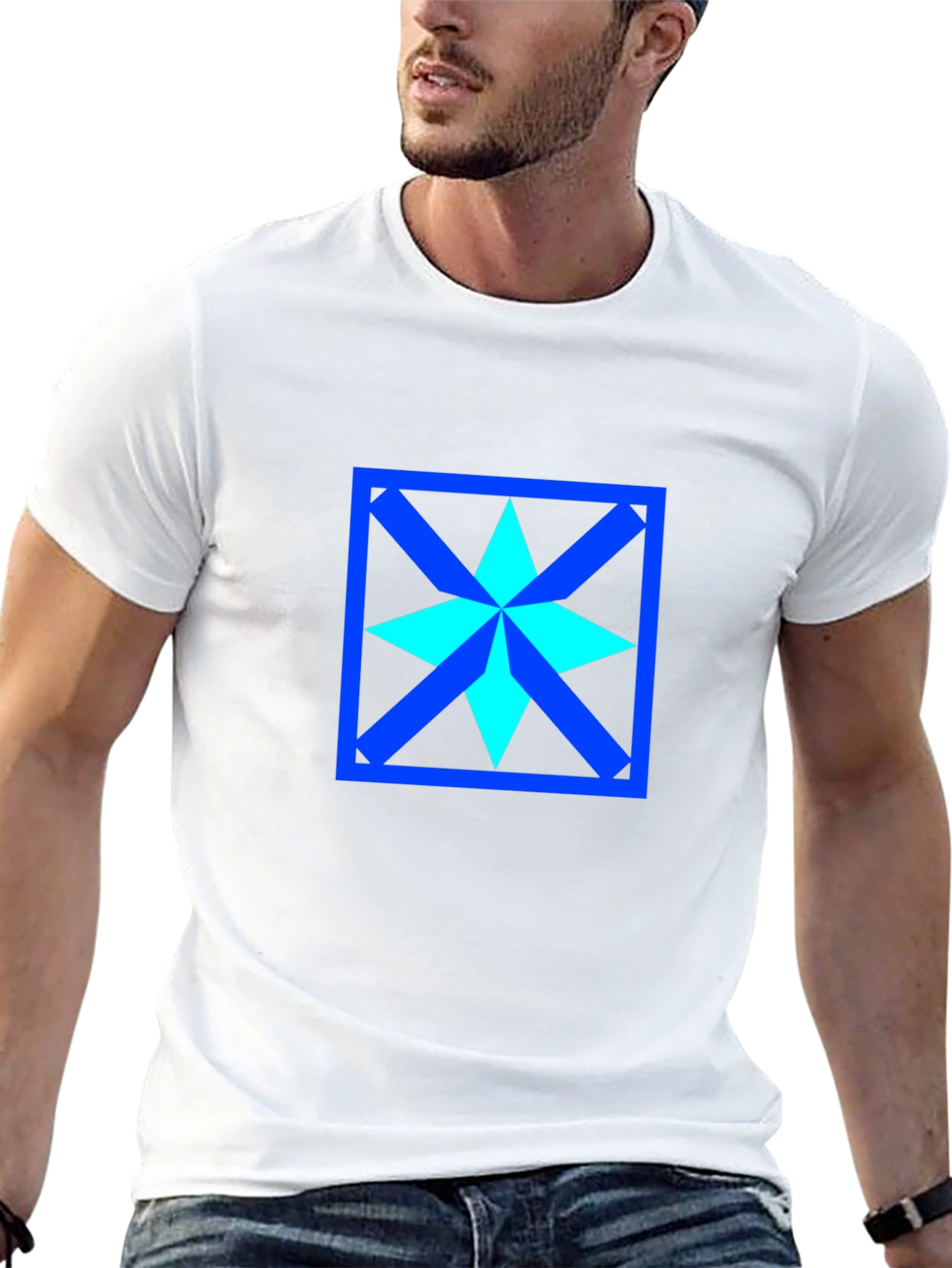 Geometric Star Design Black T-Shirt