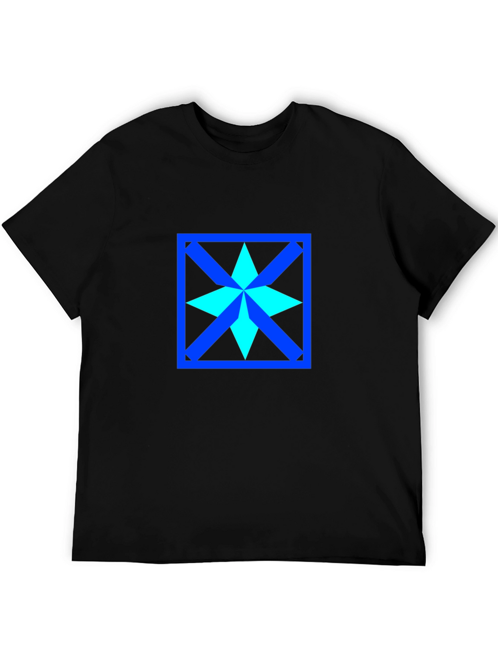 Geometric Star Design Black T-Shirt