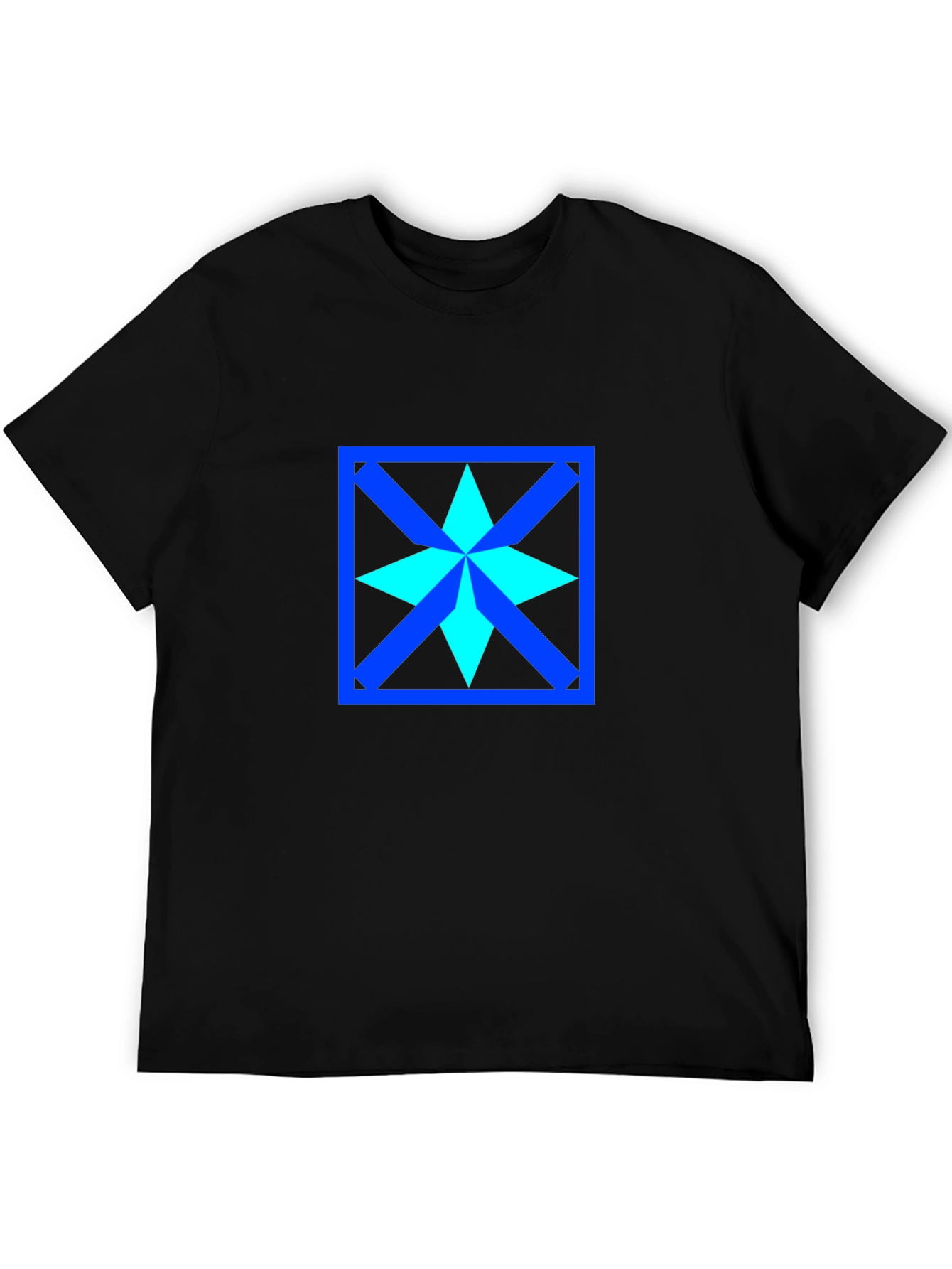 Geometric Star Design Black T-Shirt