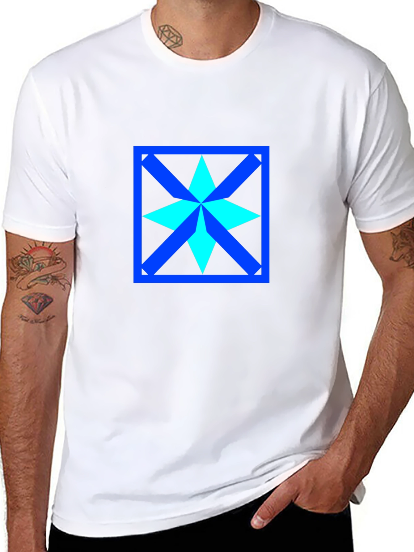 Geometric Star Design Black T-Shirt