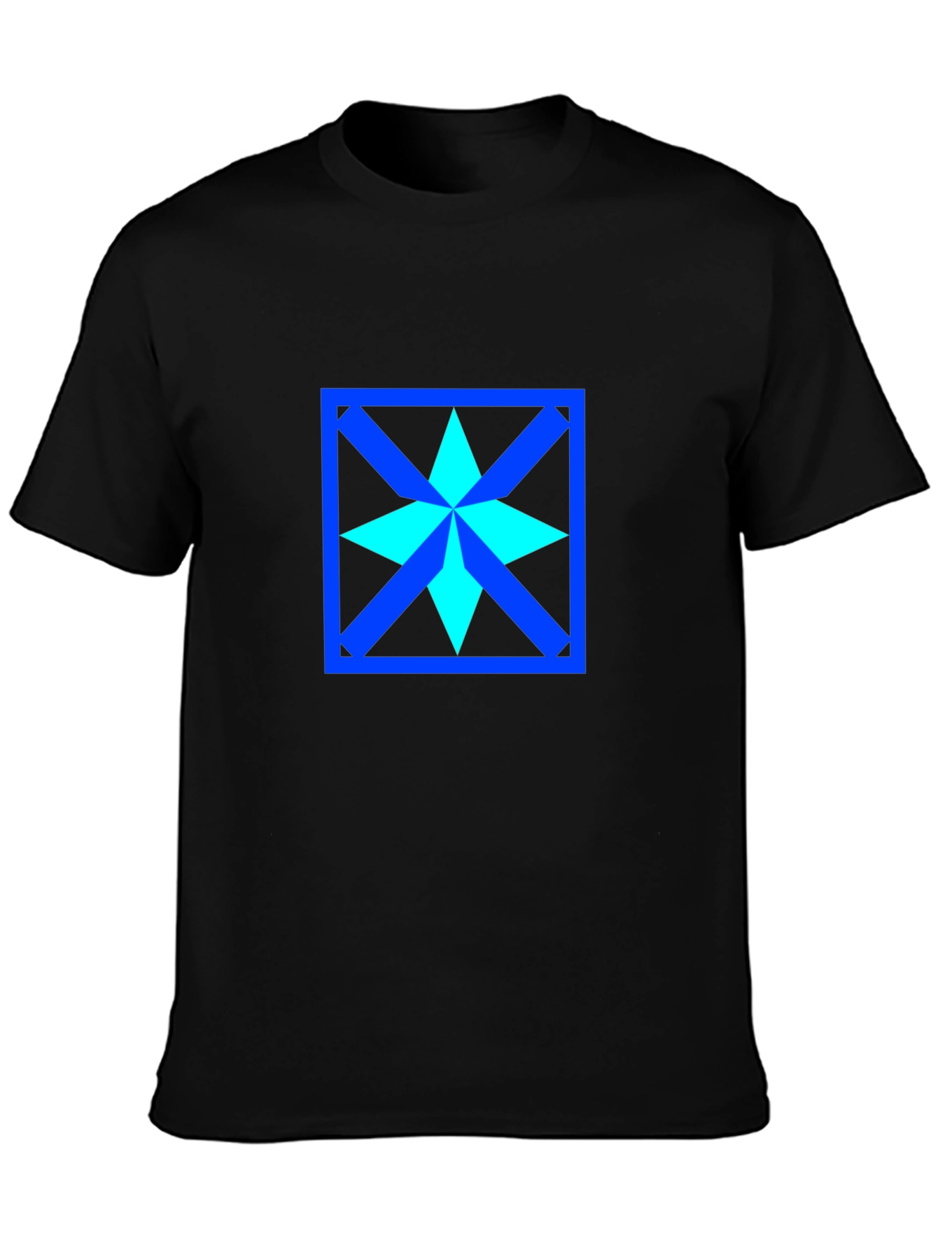 Geometric Star Design Black T-Shirt