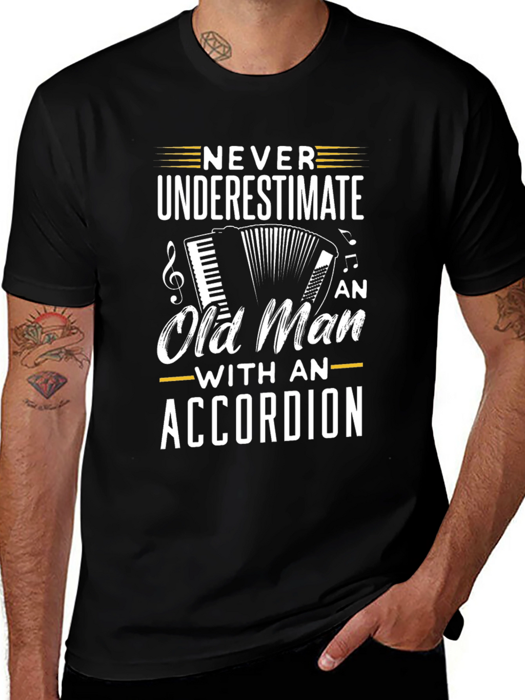 Never Underestimate Accordion Old Man T-Shirt