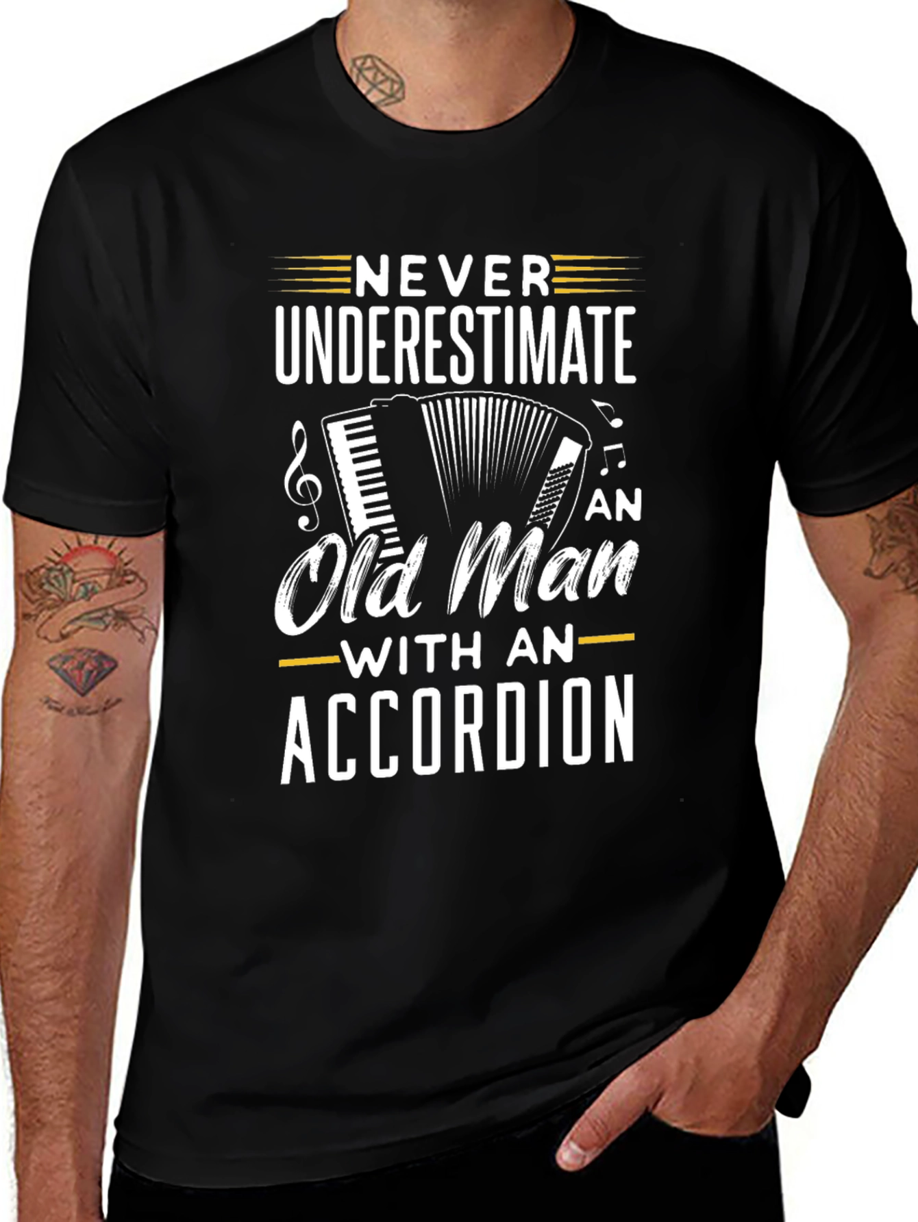 Never Underestimate Accordion Old Man T-Shirt