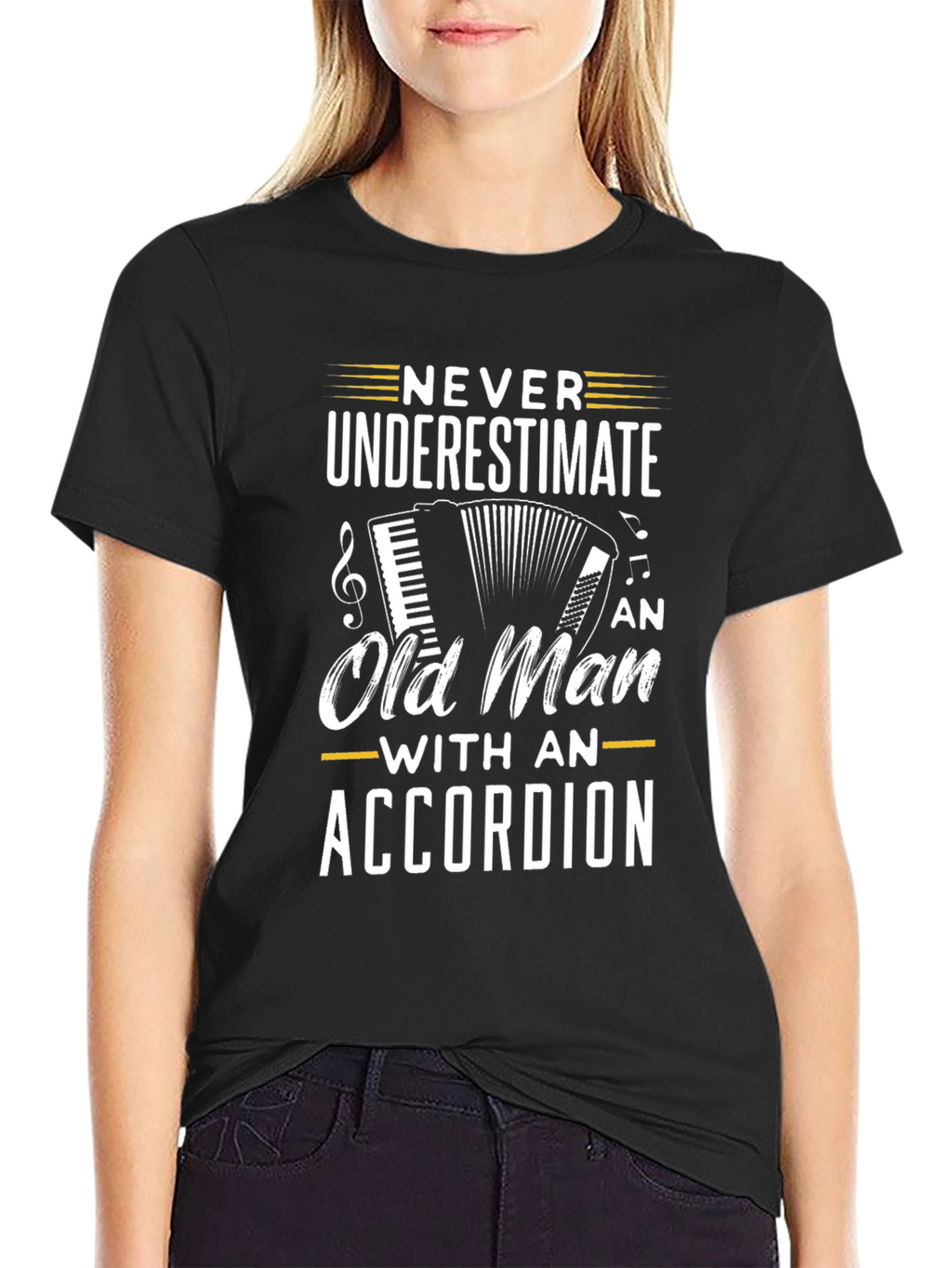 Never Underestimate Accordion Old Man T-Shirt