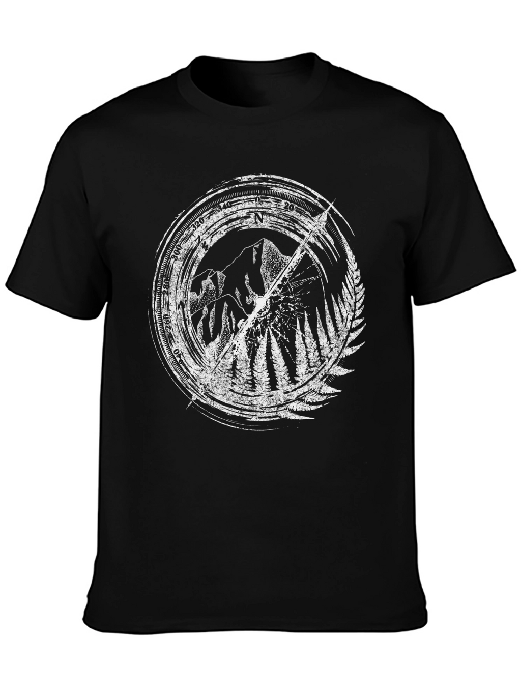 Mountain Compass Graphic Tee - Black Cotton Blend