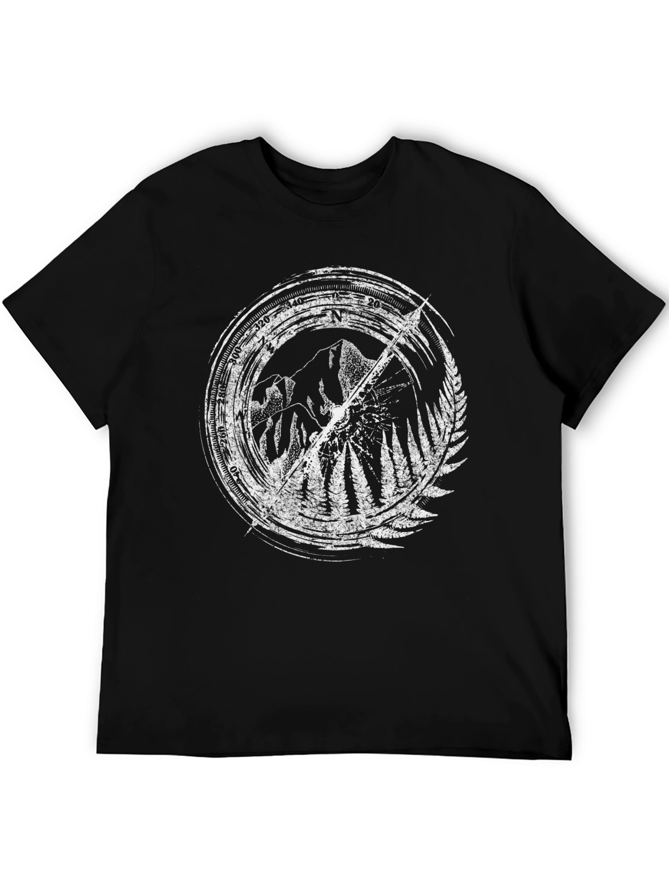 Mountain Compass Graphic Tee - Black Cotton Blend