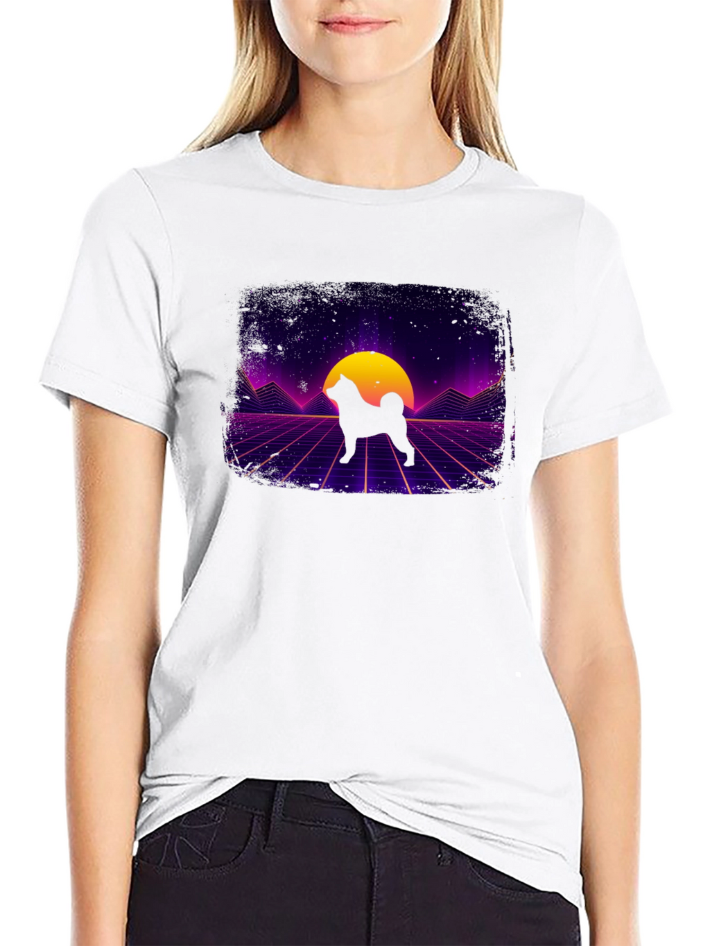 Retro Shiba Inu T-Shirt - Synthwave Dog Design