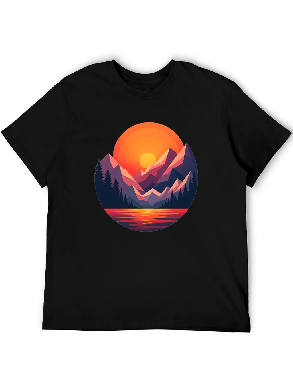 Sunset Mountain Graphic Tee - Black