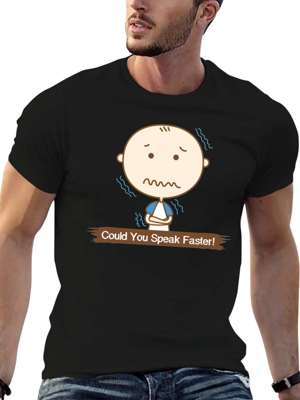 Speak Faster Graphic Tee - Black Cotton T-Shirt