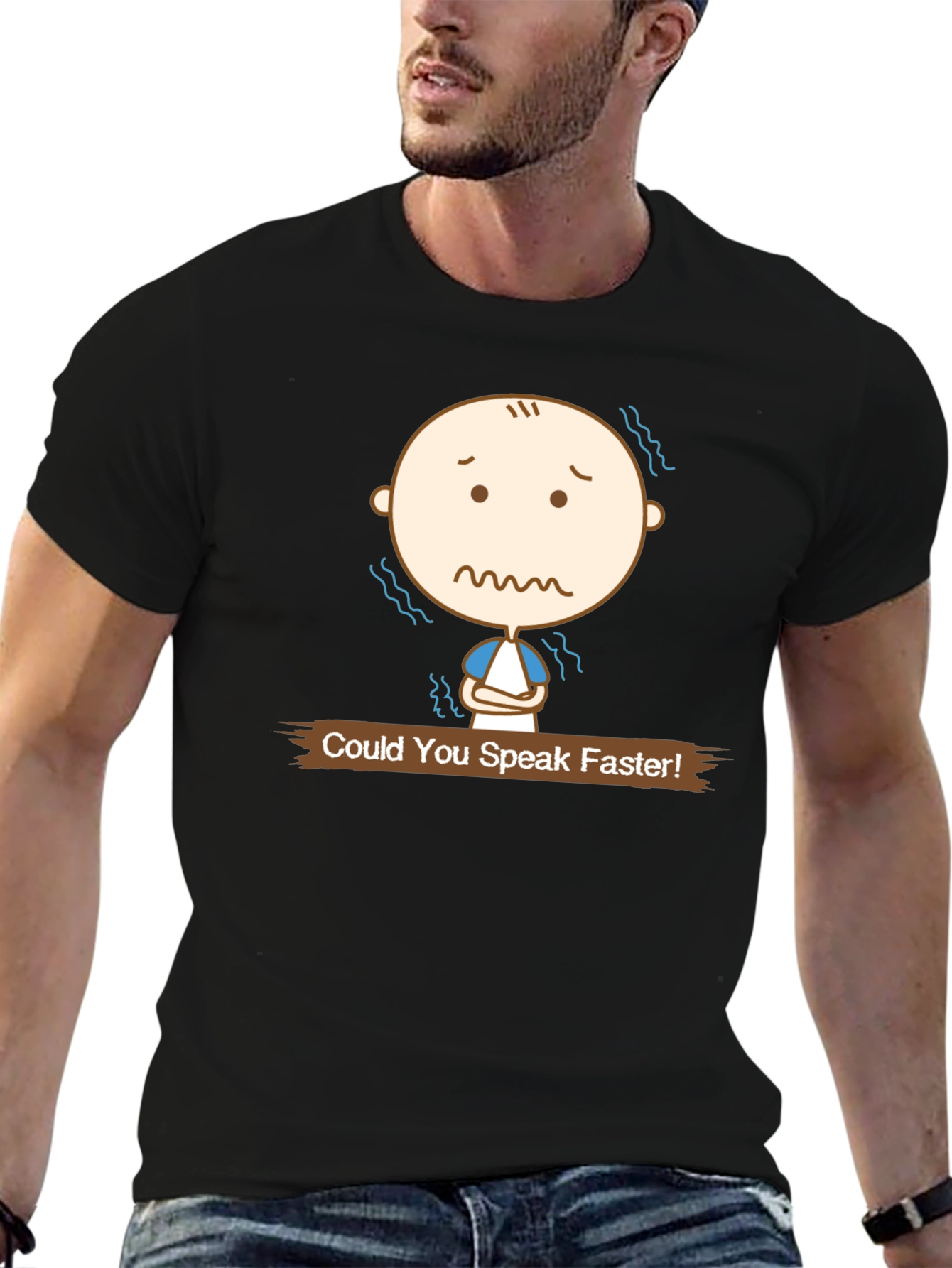 Speak Faster Graphic Tee - Black Cotton T-Shirt