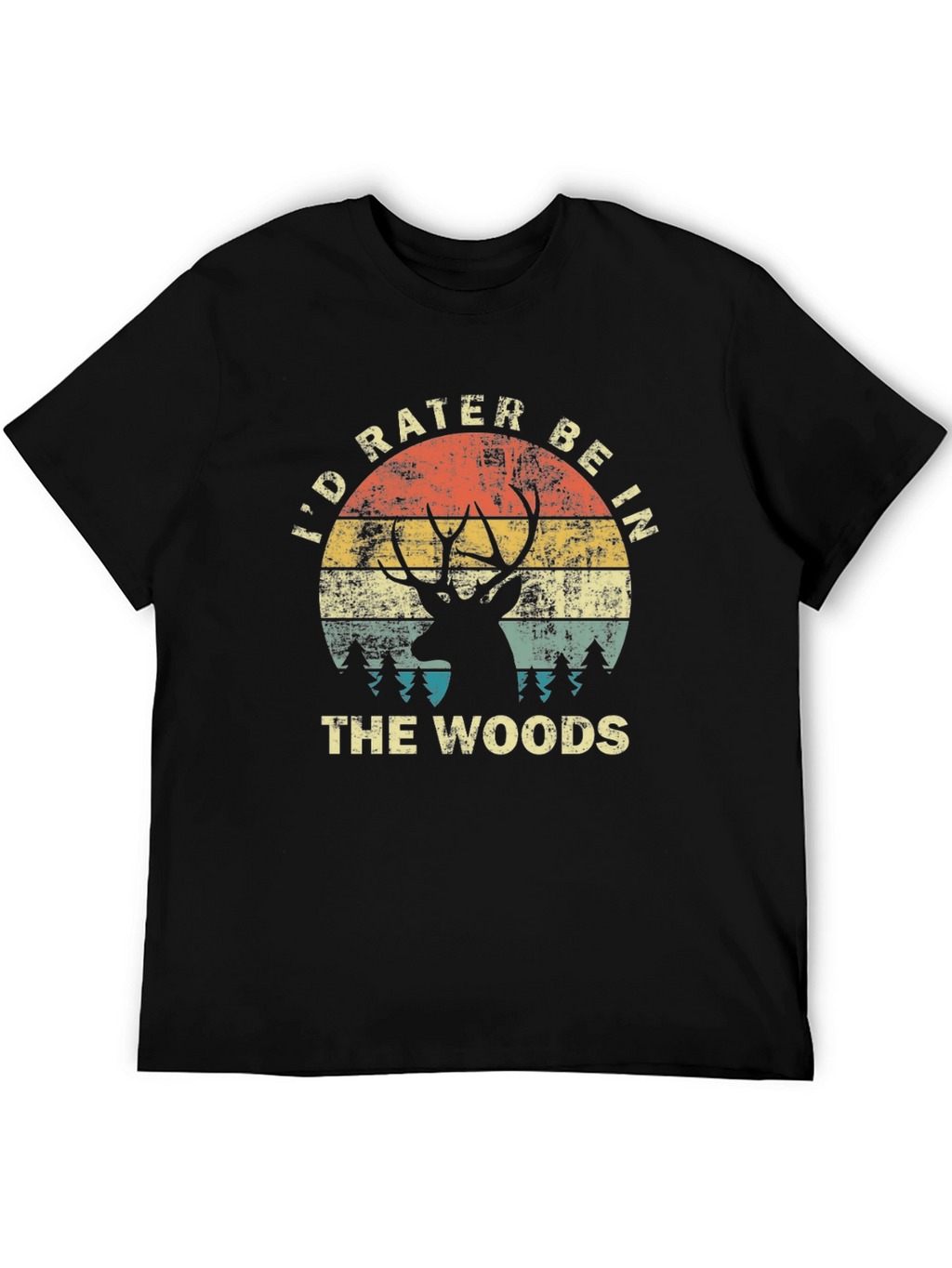 Id Rather Be In The Woods Black T-Shirt