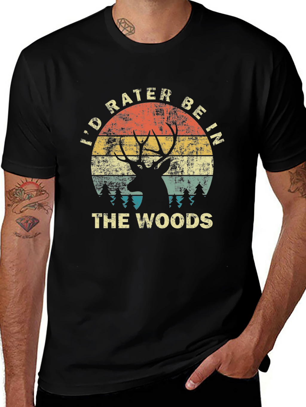 Id Rather Be In The Woods Black T-Shirt