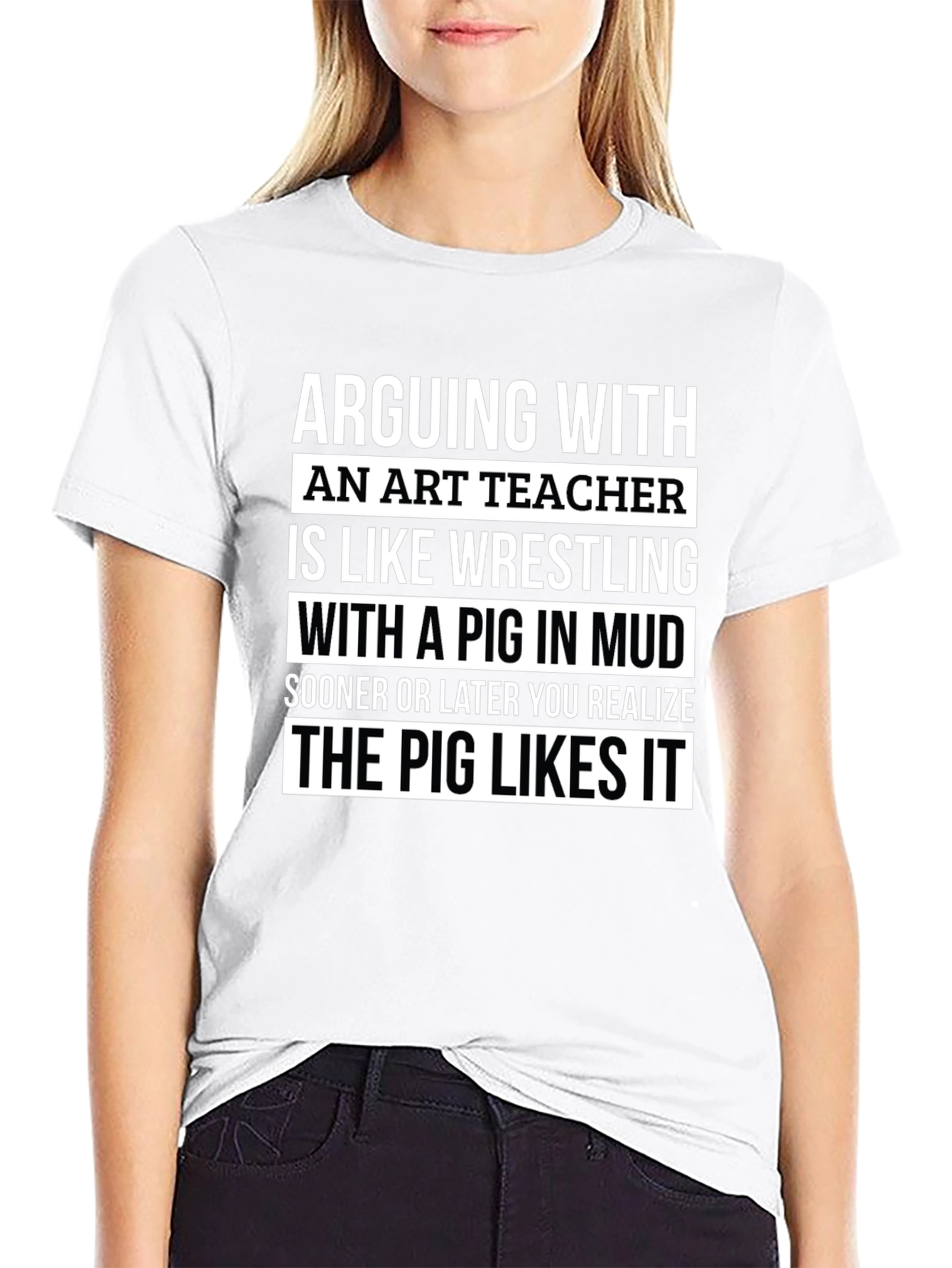 Art Teacher Pig Mud T-Shirt - Funny Teacher Gift