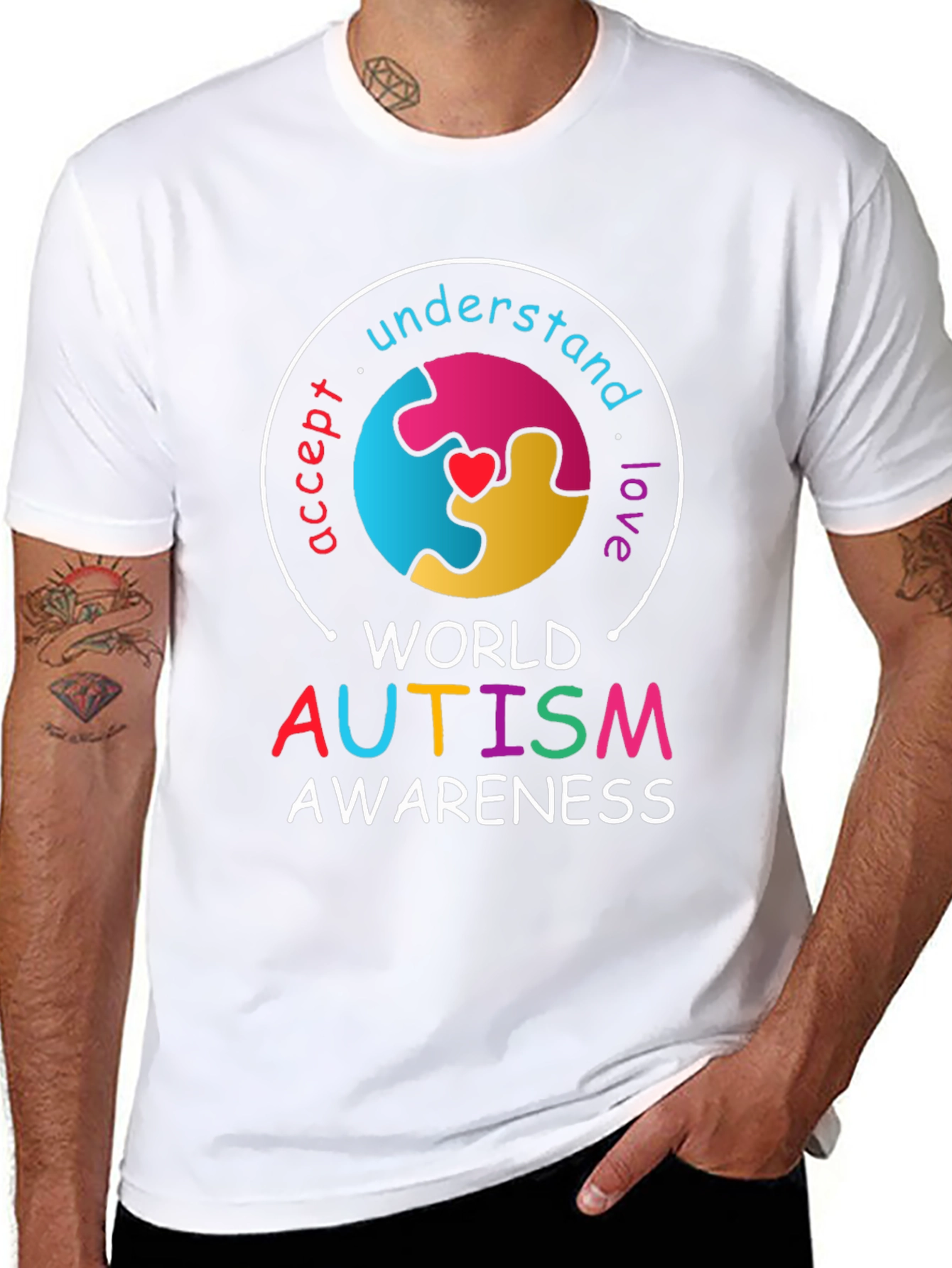 Autism Awareness T-Shirt - Accept Understand Love