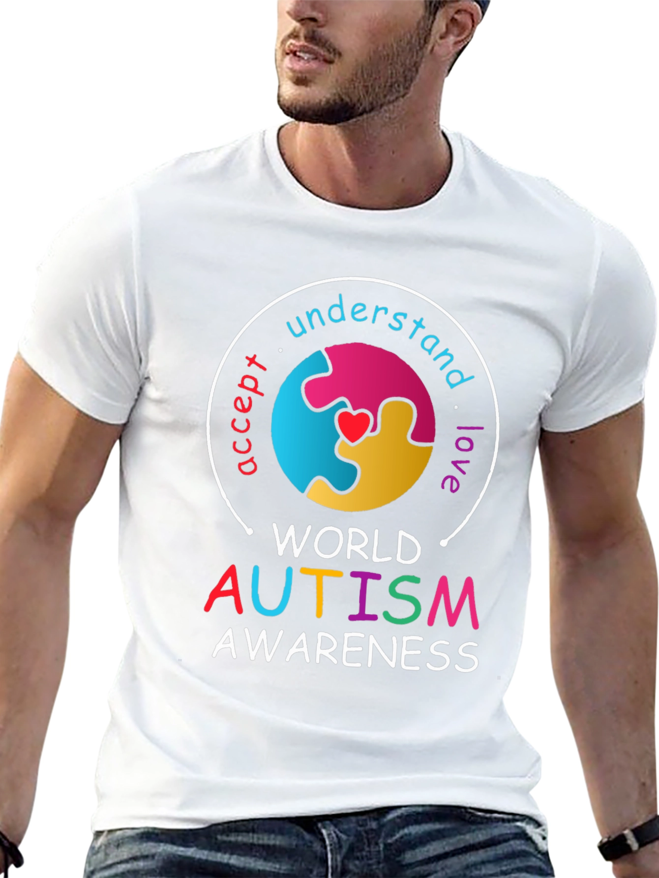 Autism Awareness T-Shirt - Accept Understand Love