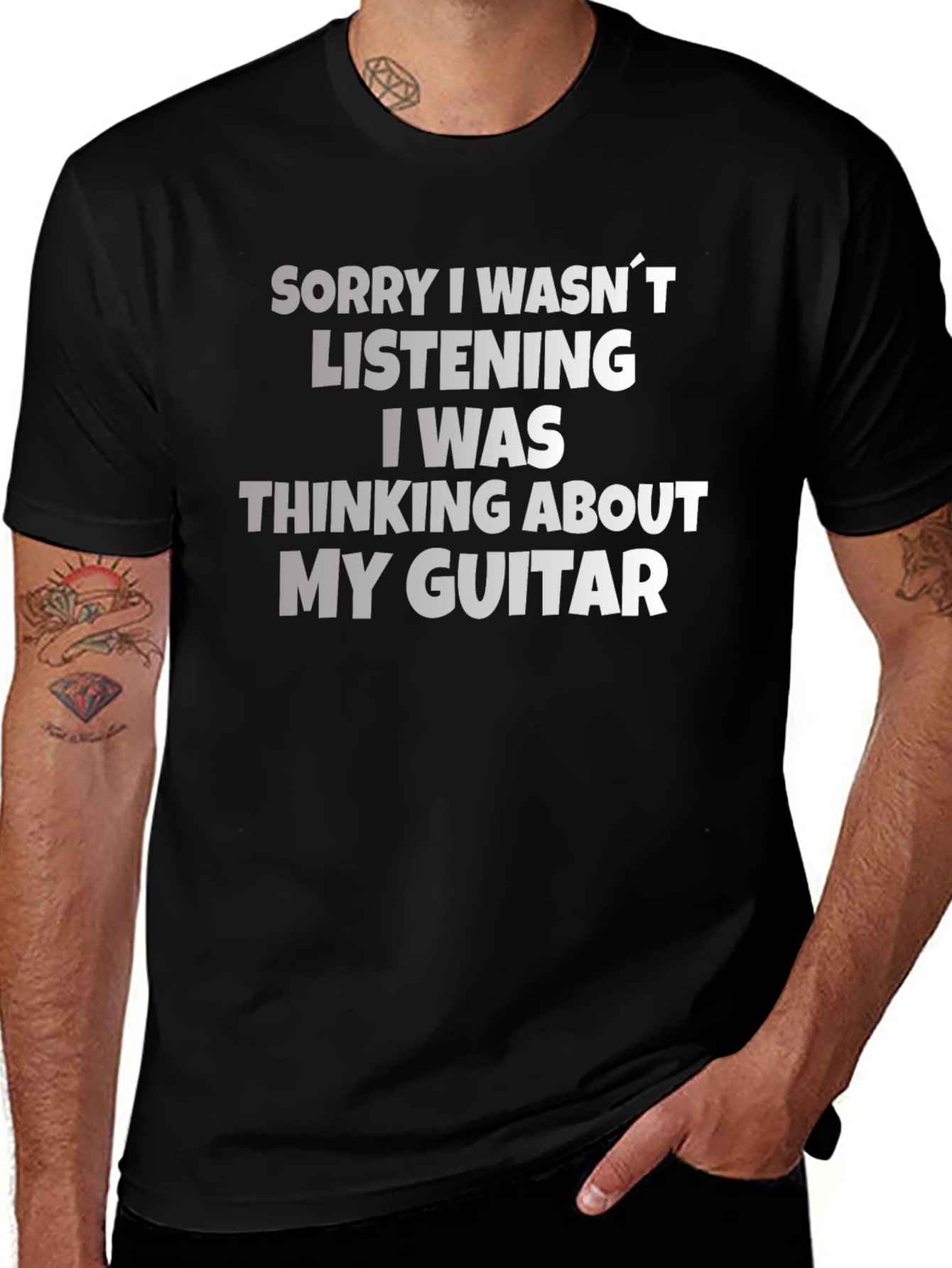Guitar Lover T-Shirt - Sorry Wasnt Listening Musician Tee