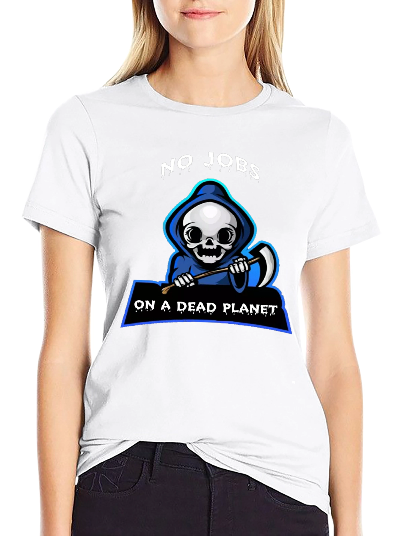 Grim Reaper No Jobs on a Dead Planet Graphic T-Shirt