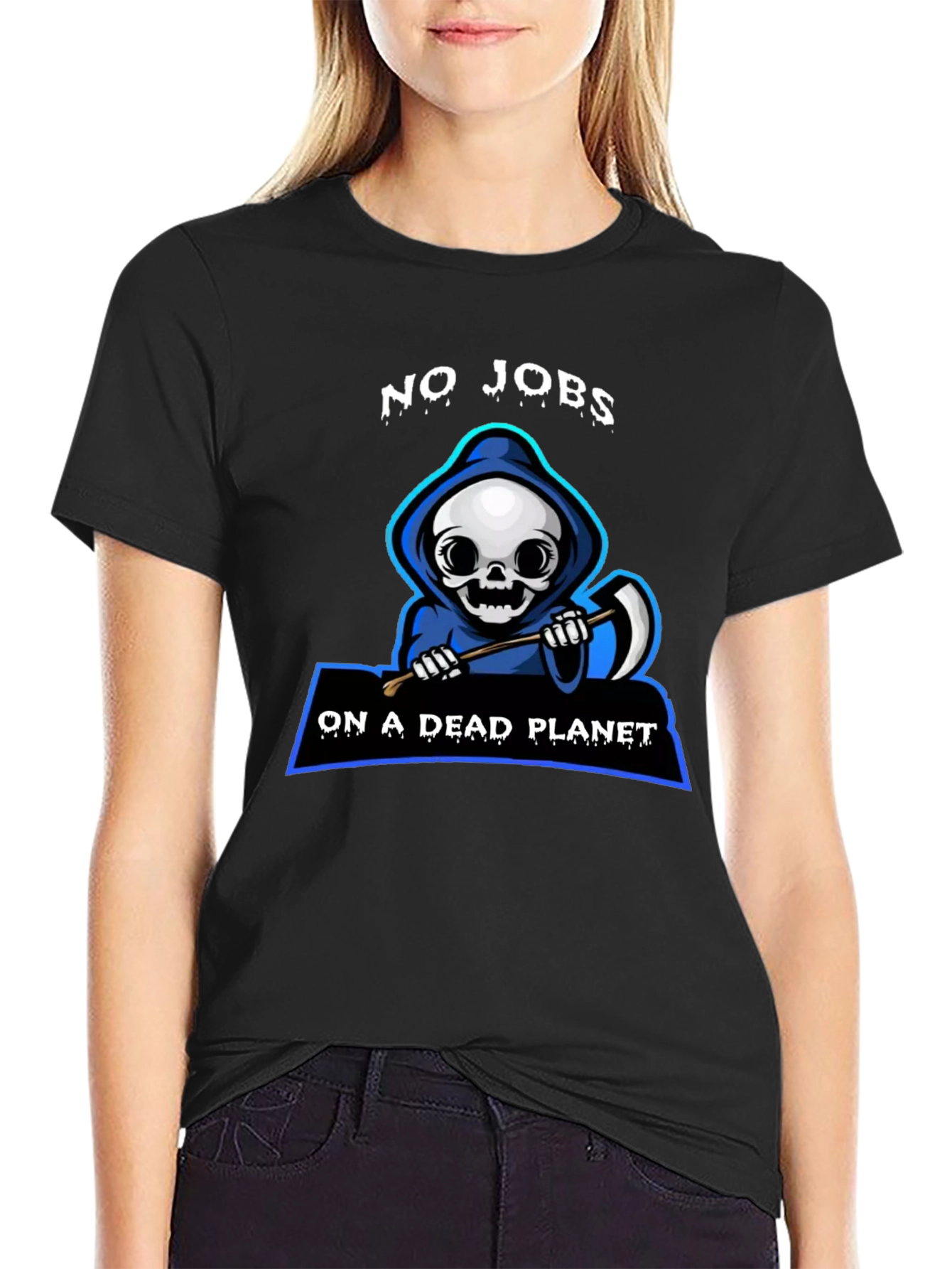 Grim Reaper No Jobs on a Dead Planet Graphic T-Shirt