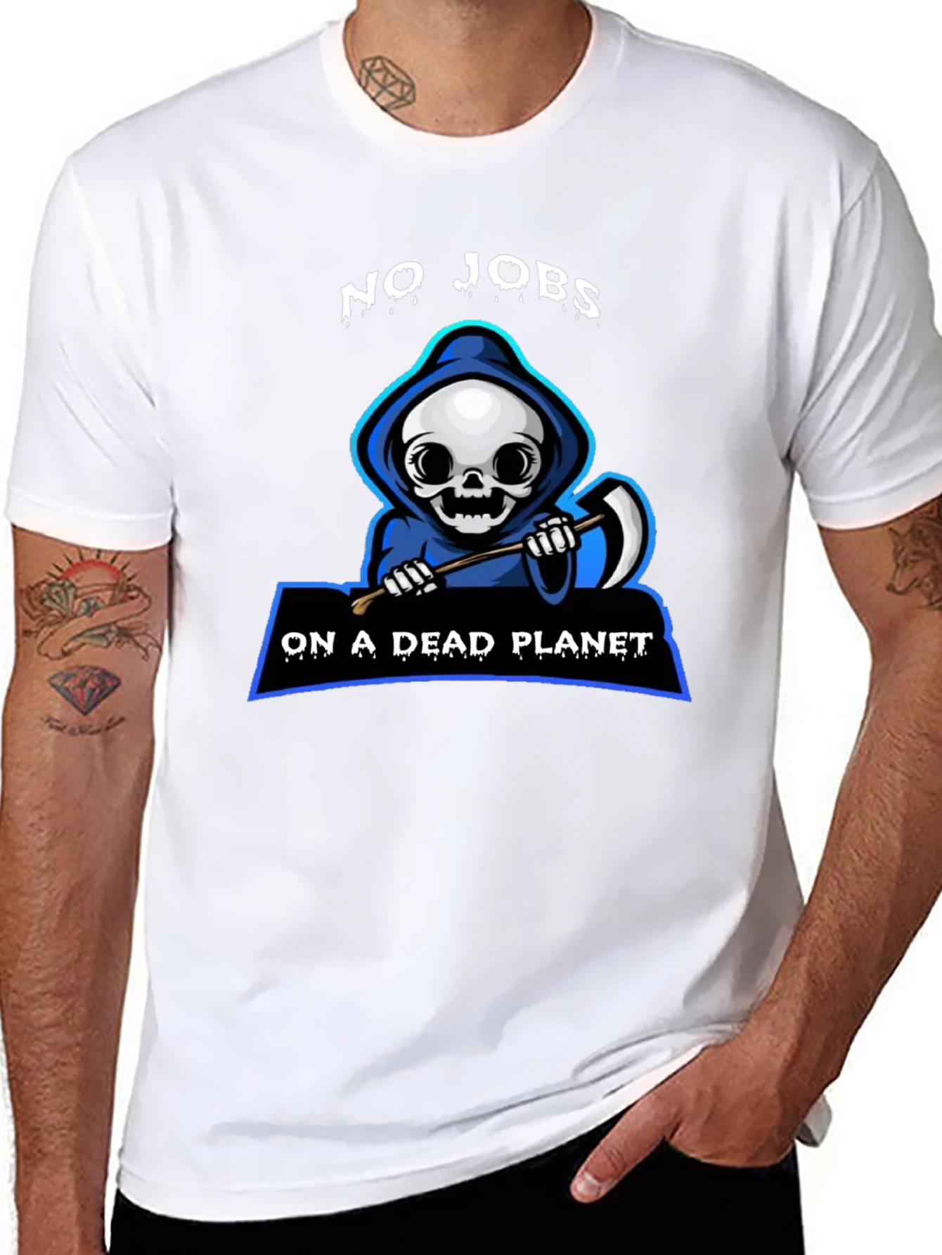 Grim Reaper No Jobs on a Dead Planet Graphic T-Shirt