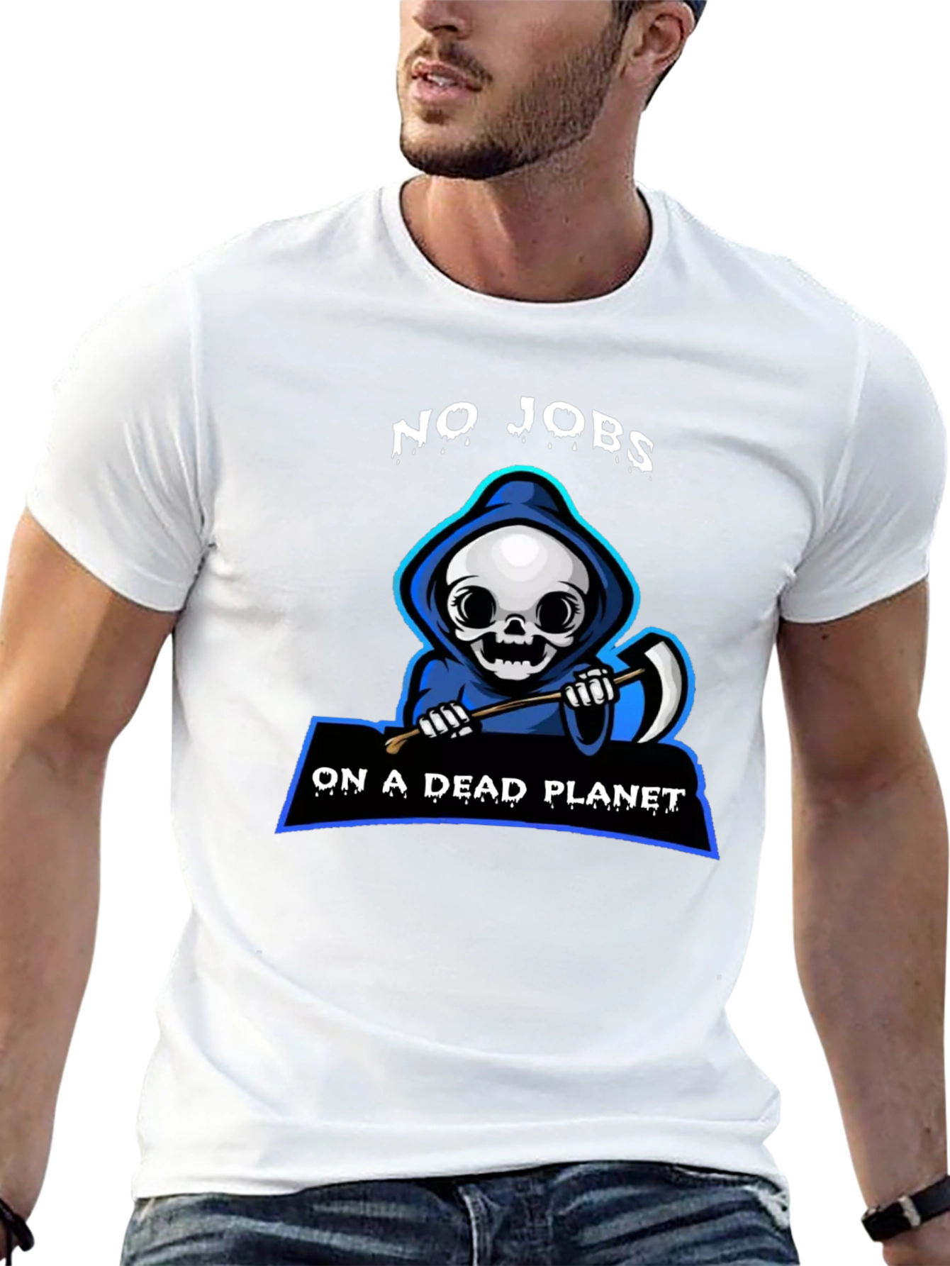 Grim Reaper No Jobs on a Dead Planet Graphic T-Shirt