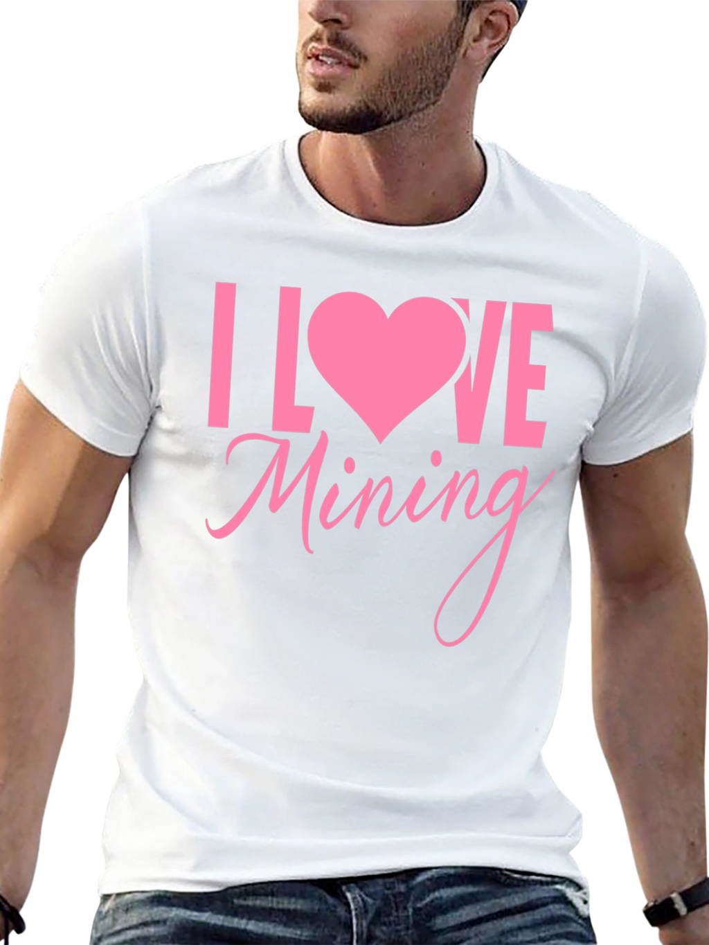 I Love Mining Graphic Tee - Pink Heart Design