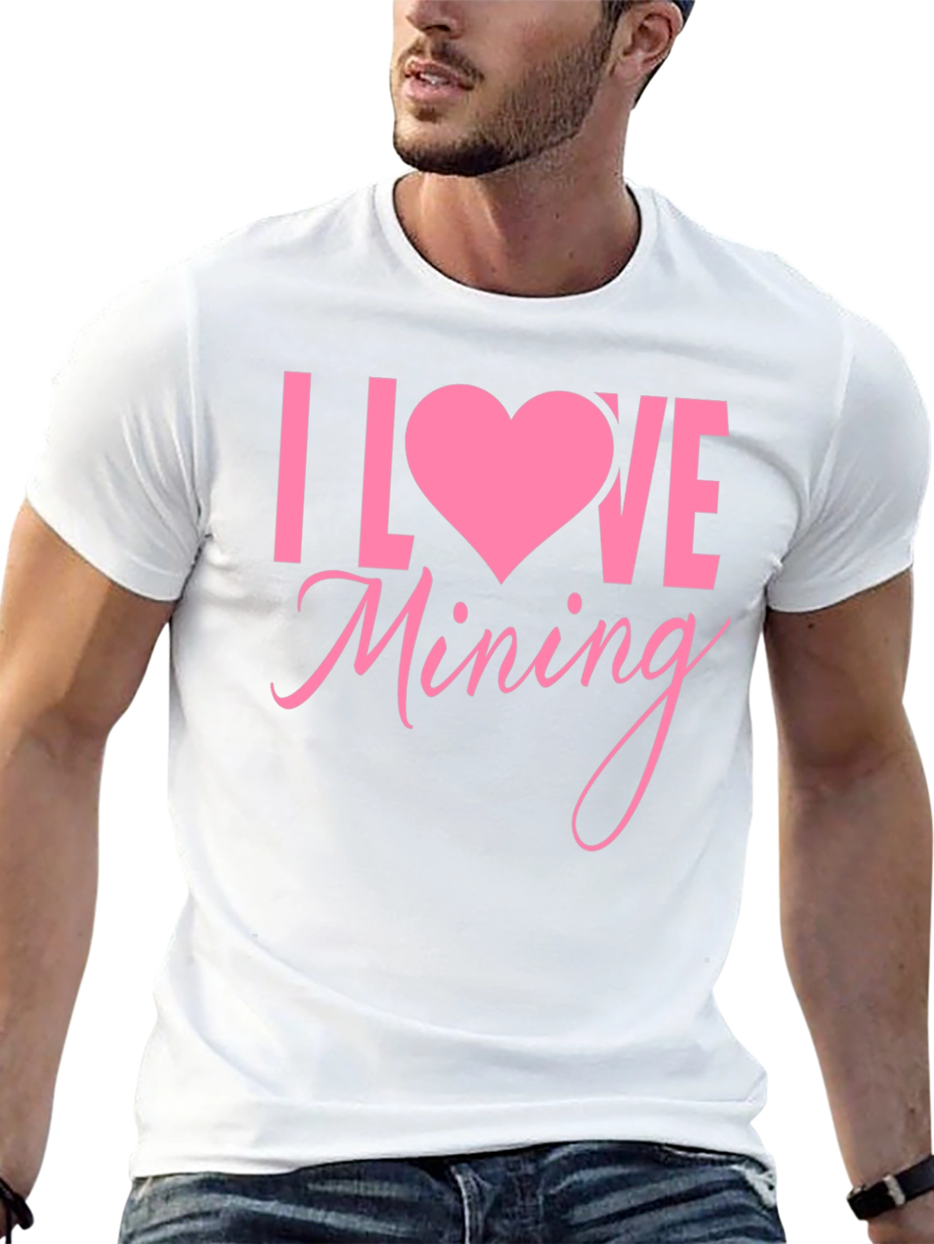 I Love Mining Graphic Tee - Pink Heart Design
