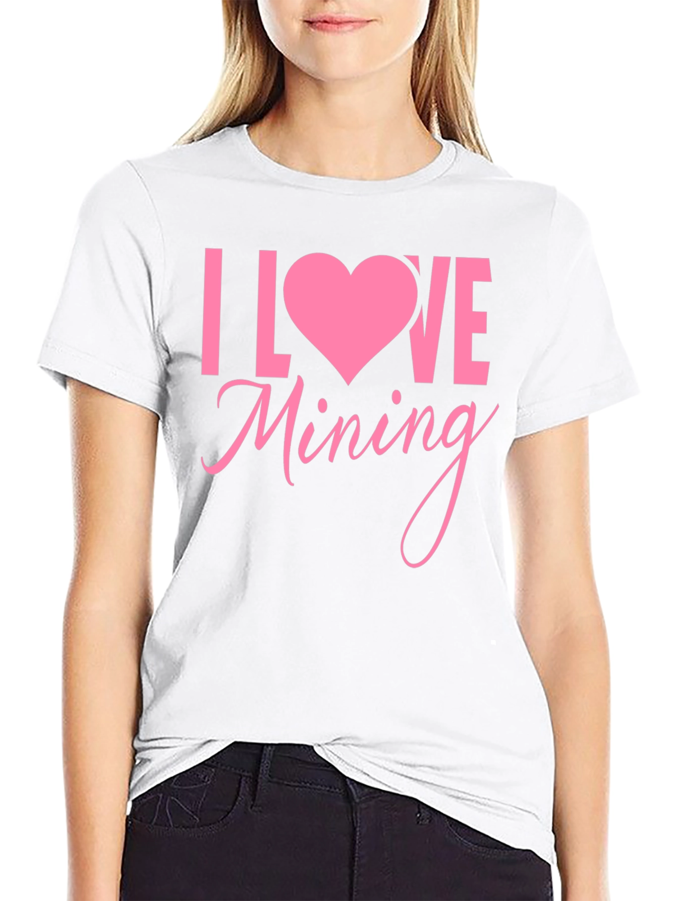 I Love Mining Graphic Tee - Pink Heart Design