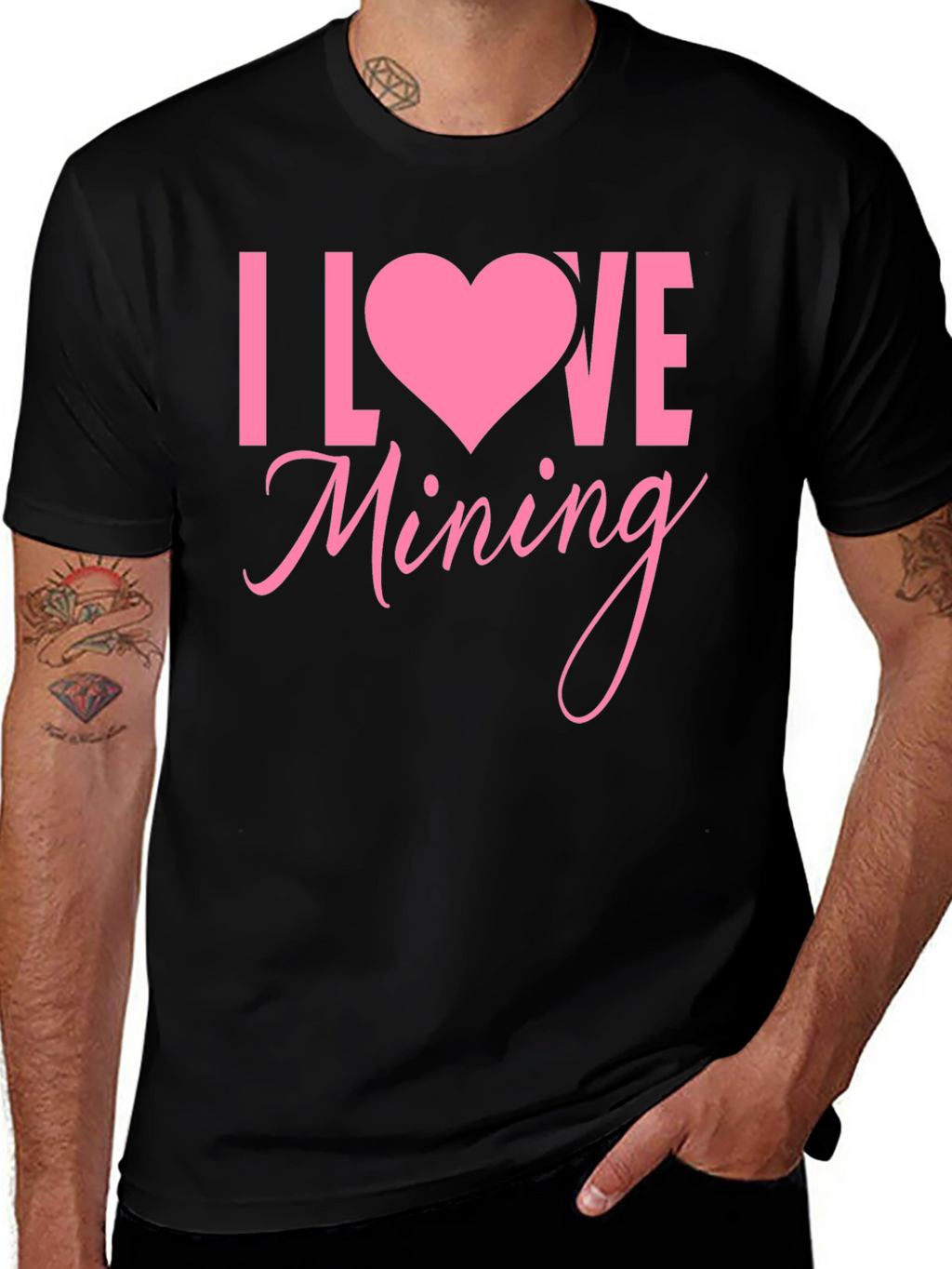 I Love Mining Graphic Tee - Pink Heart Design
