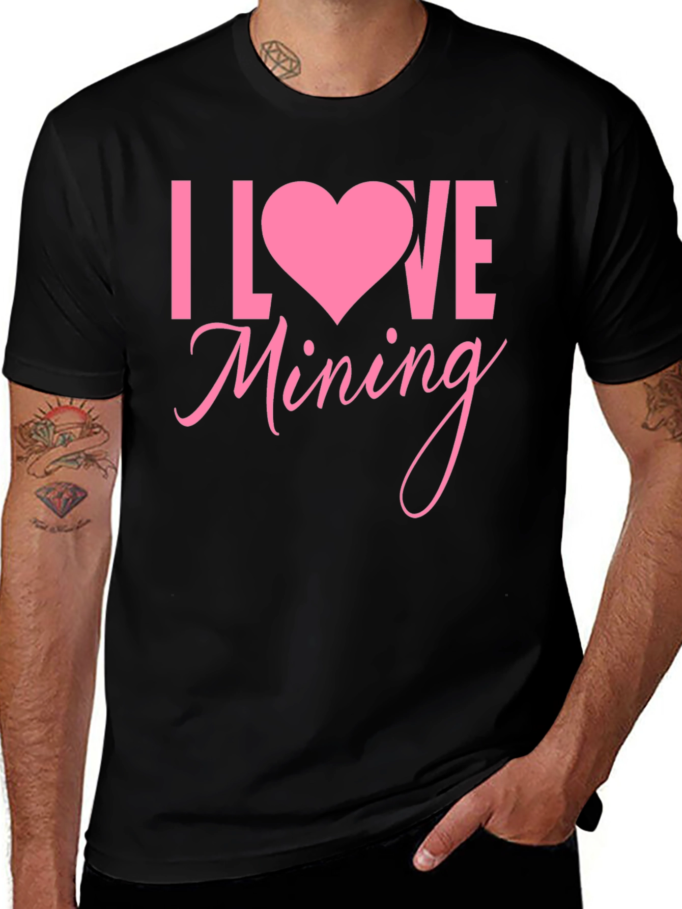 I Love Mining Graphic Tee - Pink Heart Design