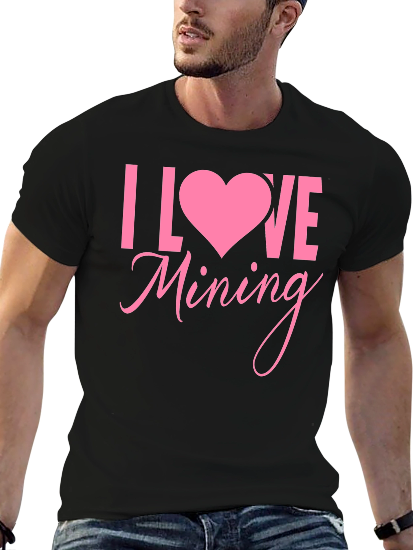 I Love Mining Graphic Tee - Pink Heart Design