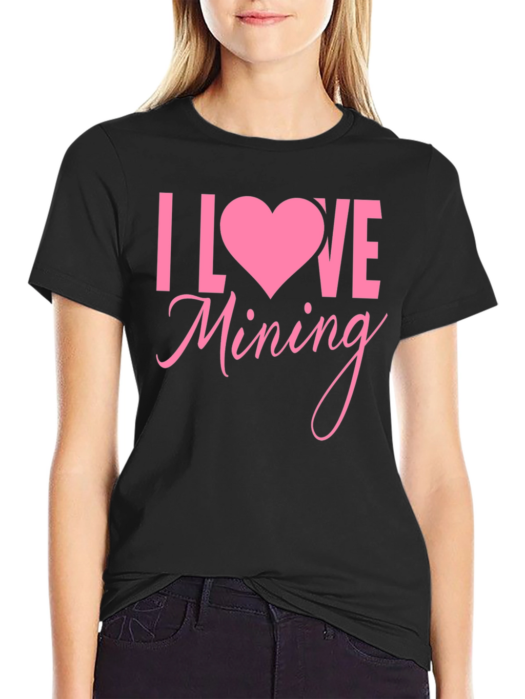 I Love Mining Graphic Tee - Pink Heart Design