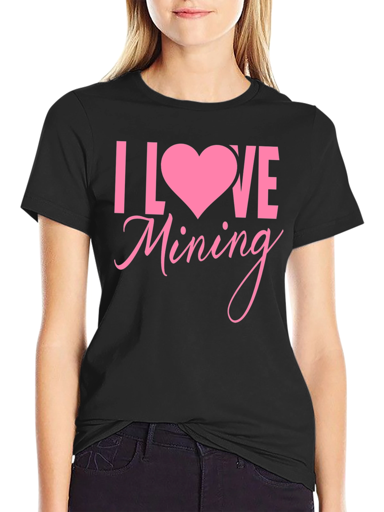 I Love Mining Graphic Tee - Pink Heart Design