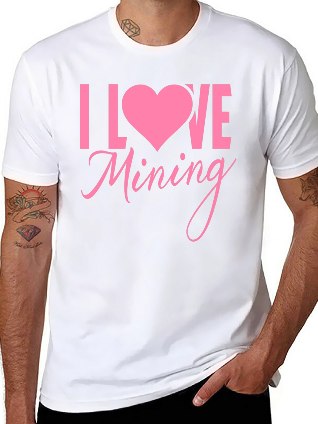 I Love Mining Graphic Tee - Pink Heart Design
