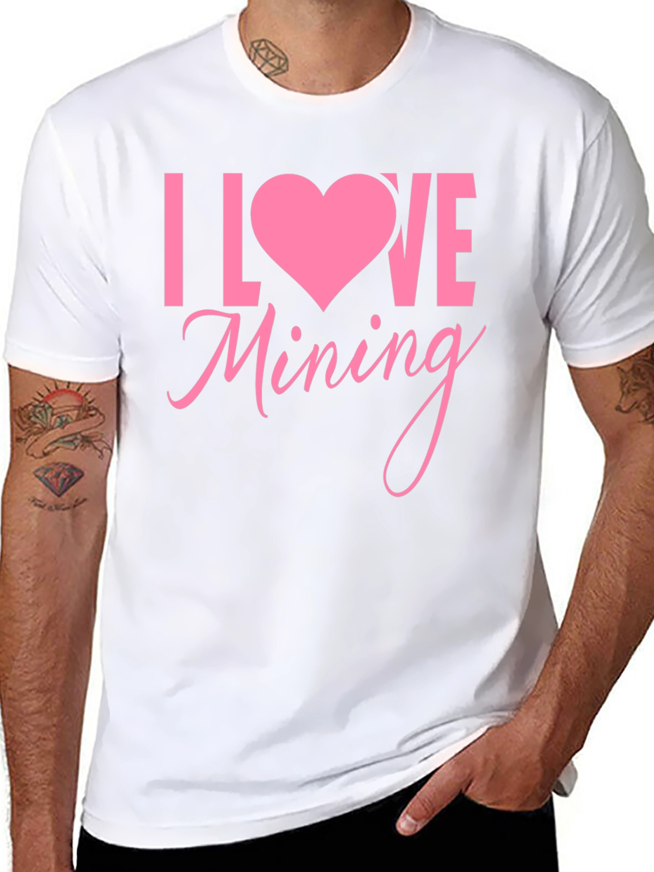 I Love Mining Graphic Tee - Pink Heart Design