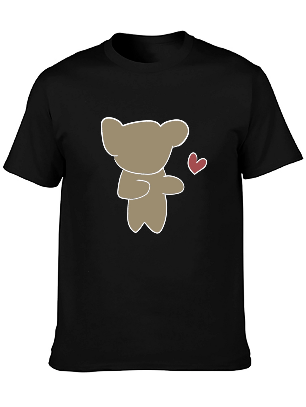 Cute Bear Heart Graphic Black T-Shirt