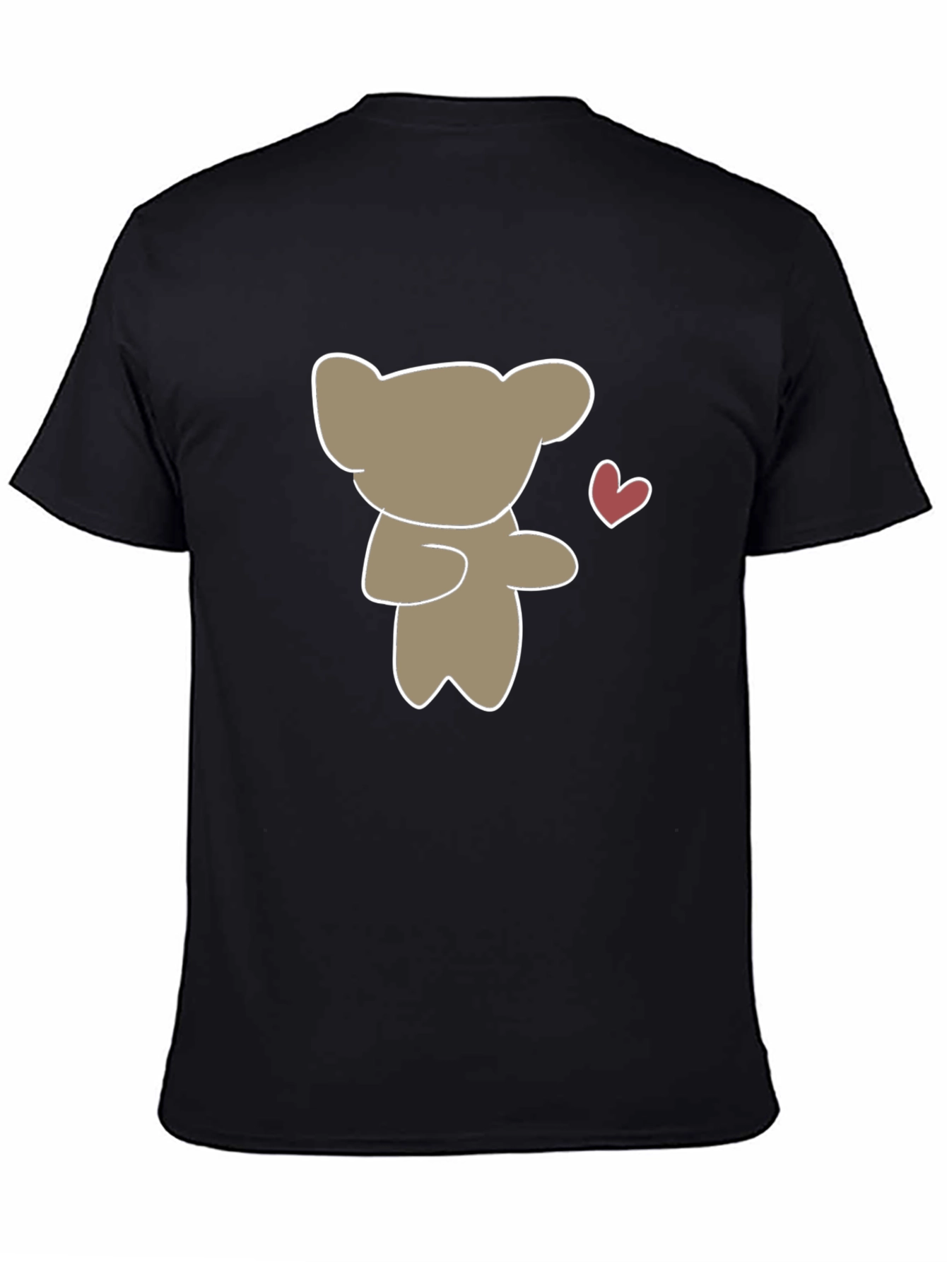 Cute Bear Heart Graphic Black T-Shirt