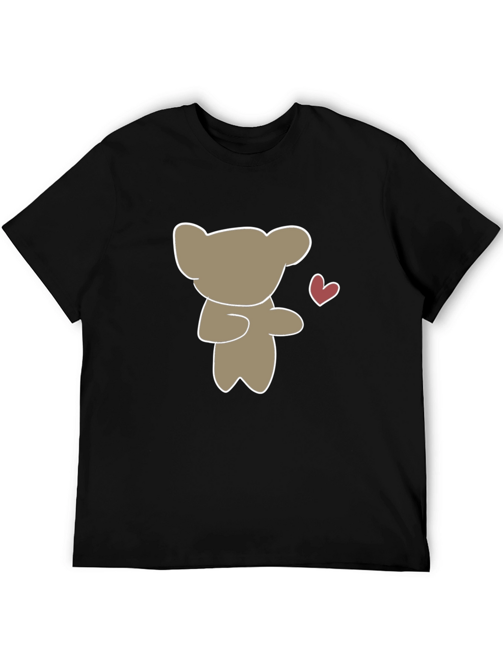 Cute Bear Heart Graphic Black T-Shirt