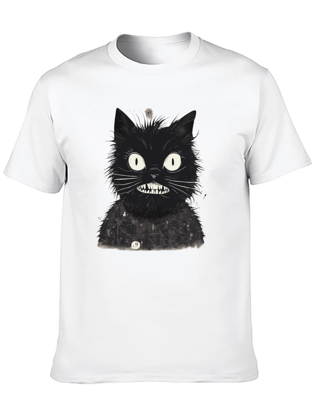 Mens Black Cat Graphic Tee - Quirky Print