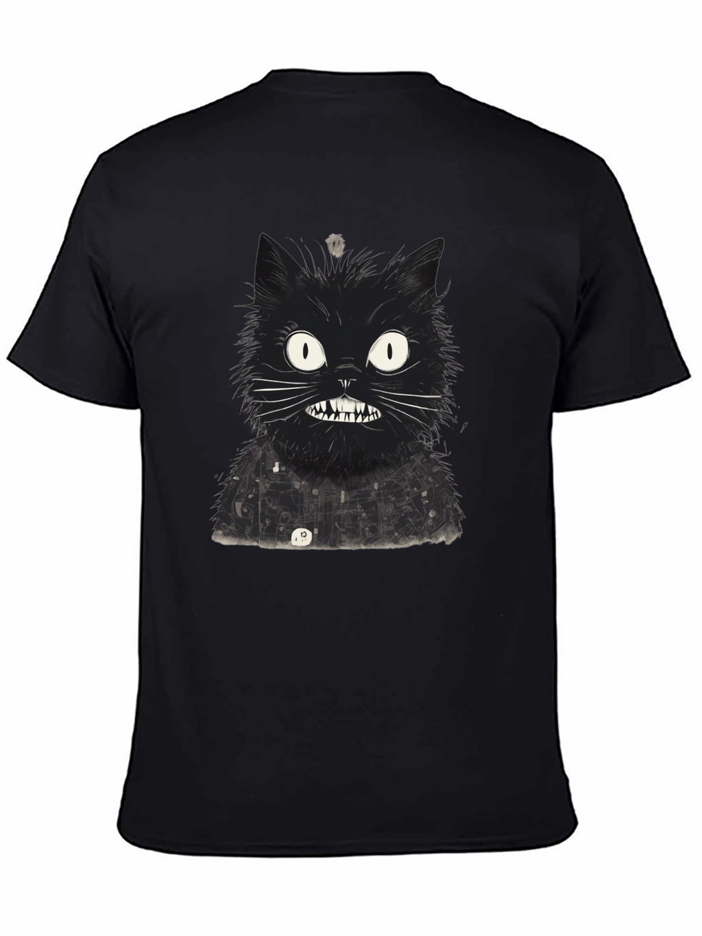 Mens Black Cat Graphic Tee - Quirky Print