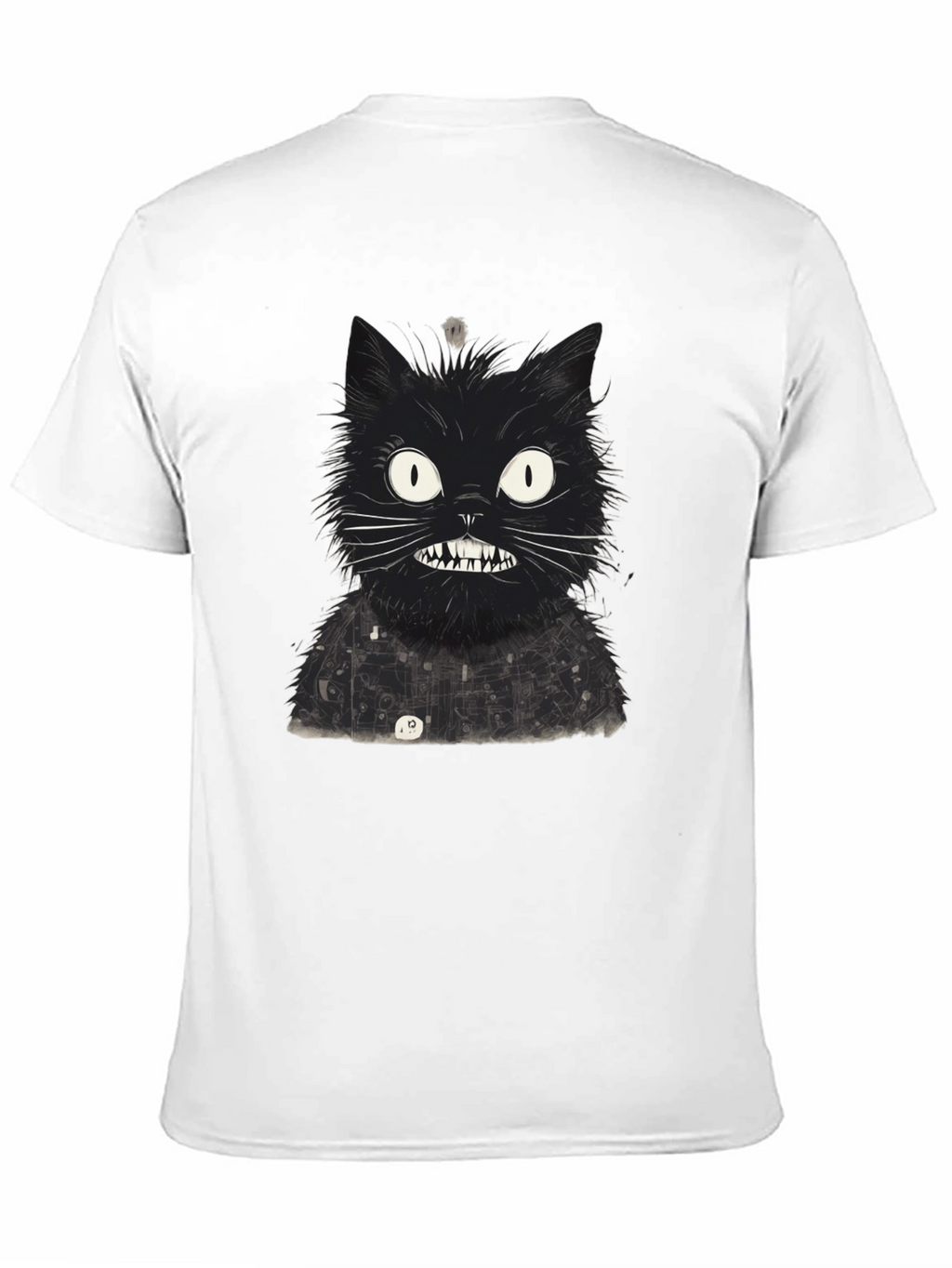 Mens Black Cat Graphic Tee - Quirky Print