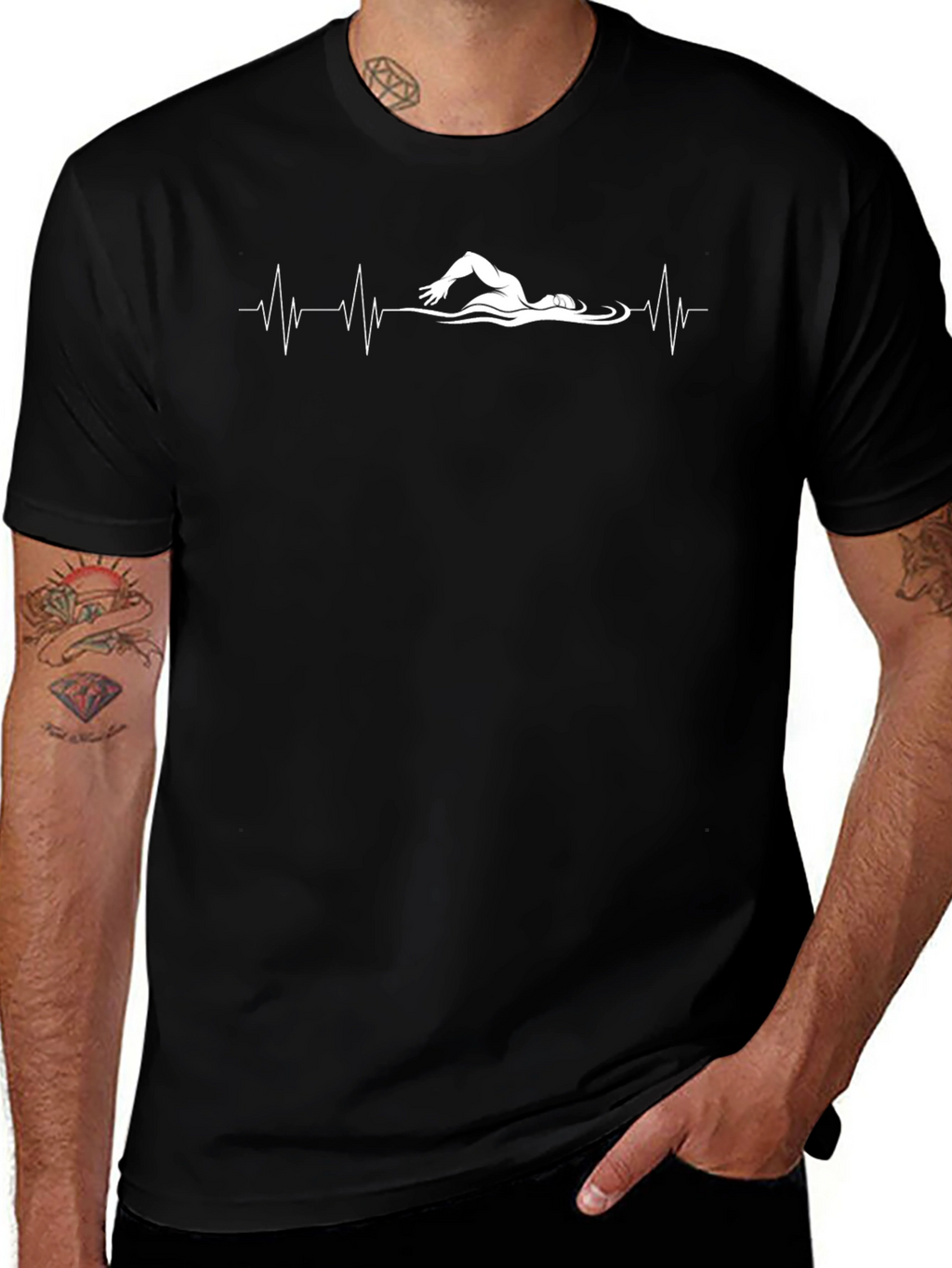 Swimmer Heartbeat Graphic Tee - Soft Cotton