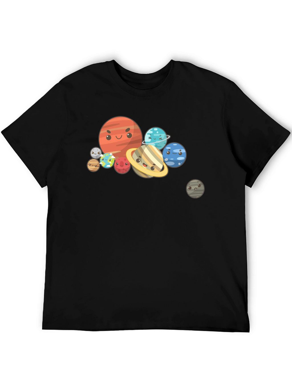 Cartoon Planet Graphic Black T-Shirt