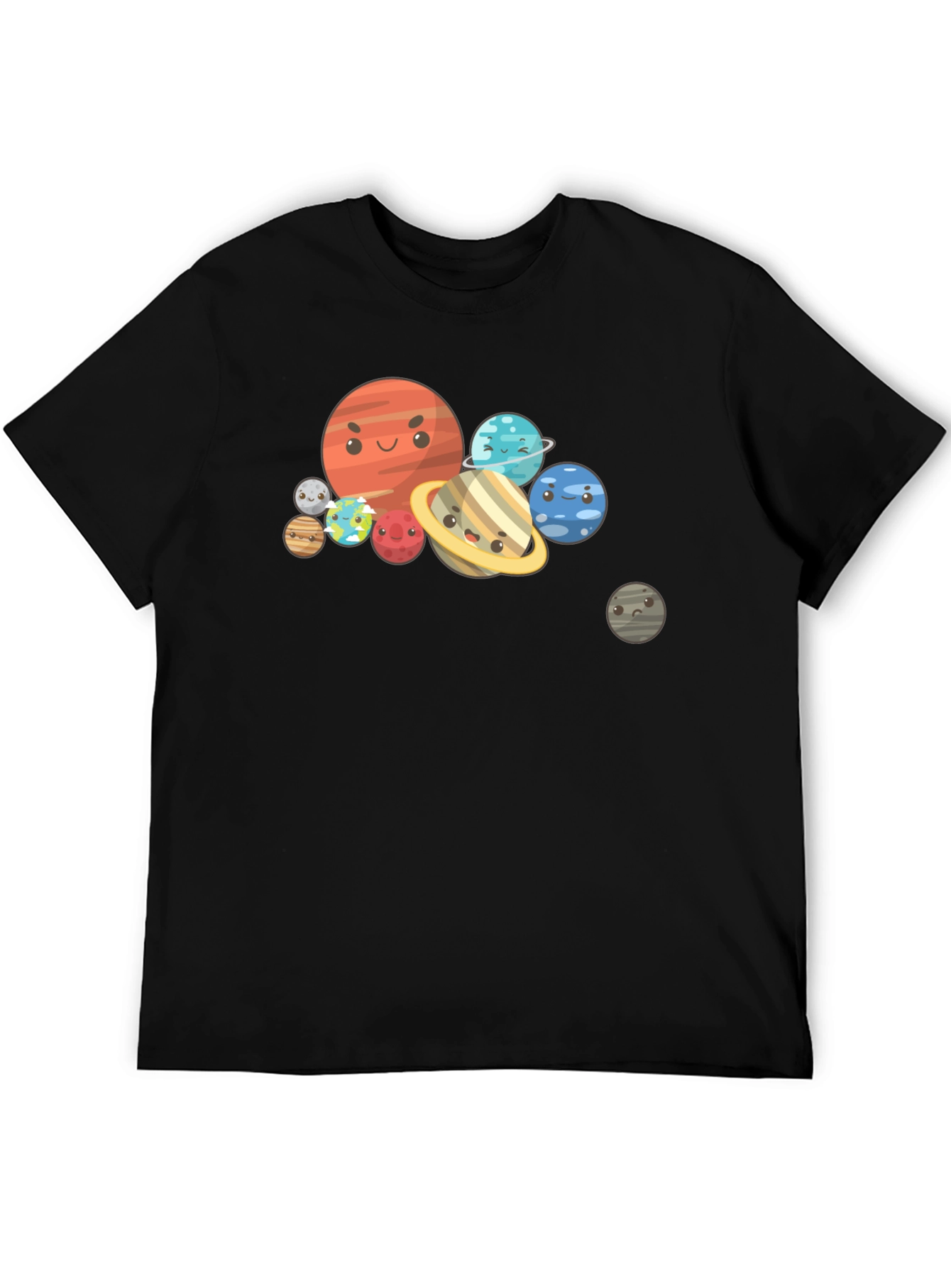 Cartoon Planet Graphic Black T-Shirt