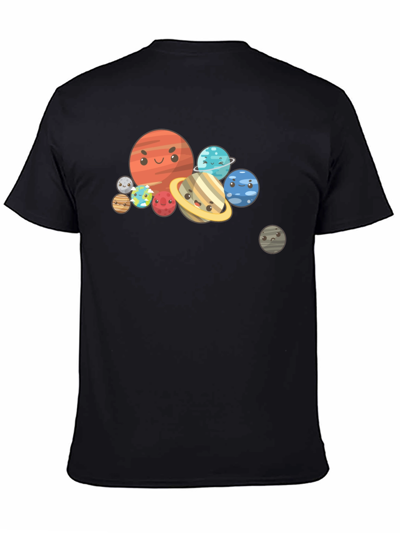 Cartoon Planet Graphic Black T-Shirt