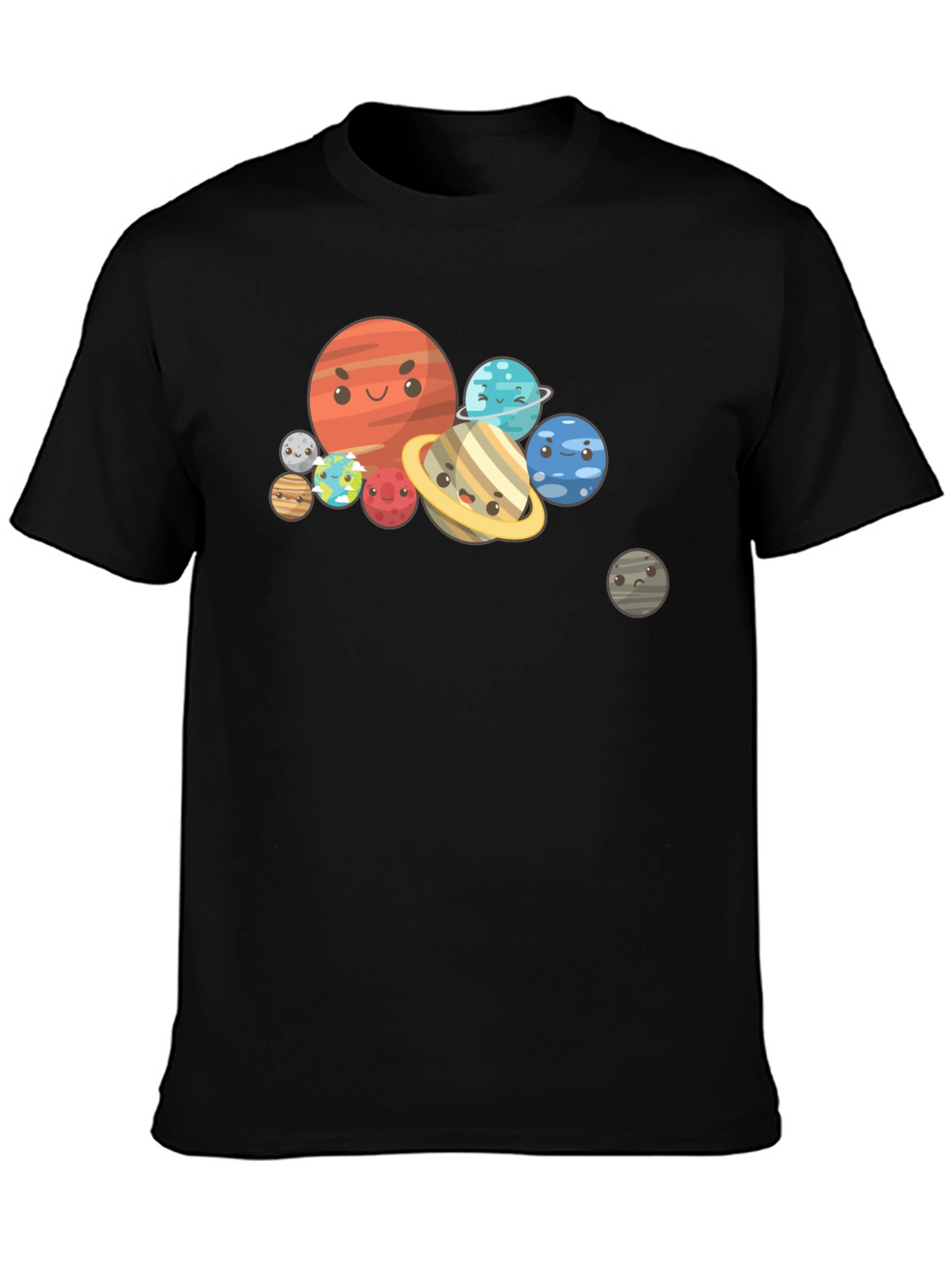 Cartoon Planet Graphic Black T-Shirt