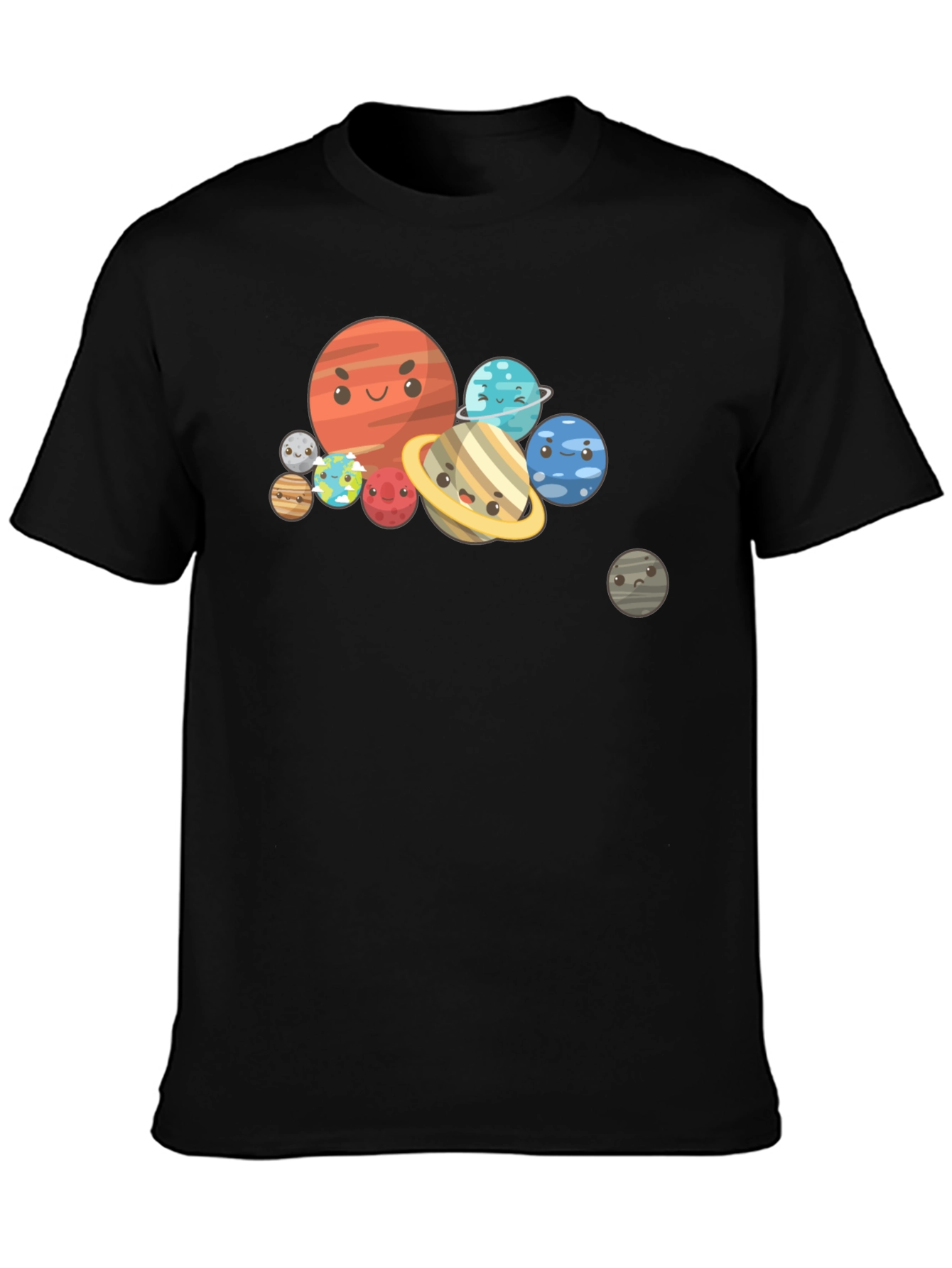 Cartoon Planet Graphic Black T-Shirt